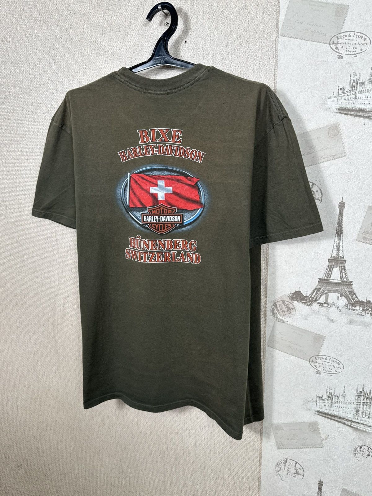 Harley Davidson Vintage Harley Davidson T shirt Swiss Biker USA XL Green Size US XL / EU 56 / 4 - 12 Thumbnail