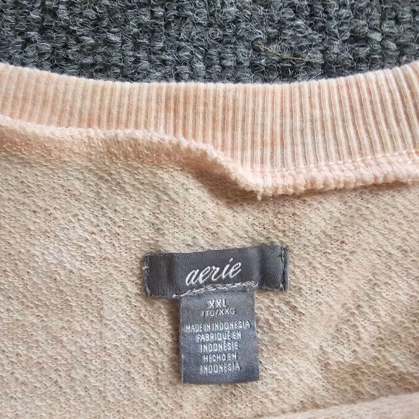 Vintage Aerie Sweatshirt Women XXL Pink Long Sleeve Lace Up Crew Neck Casual Comfort Pullover Jersey Knit Casual Women's Style Oversized Fall Winter Spring Size XXL / US 16-18 / IT 52-54 - 3 Thumbnail