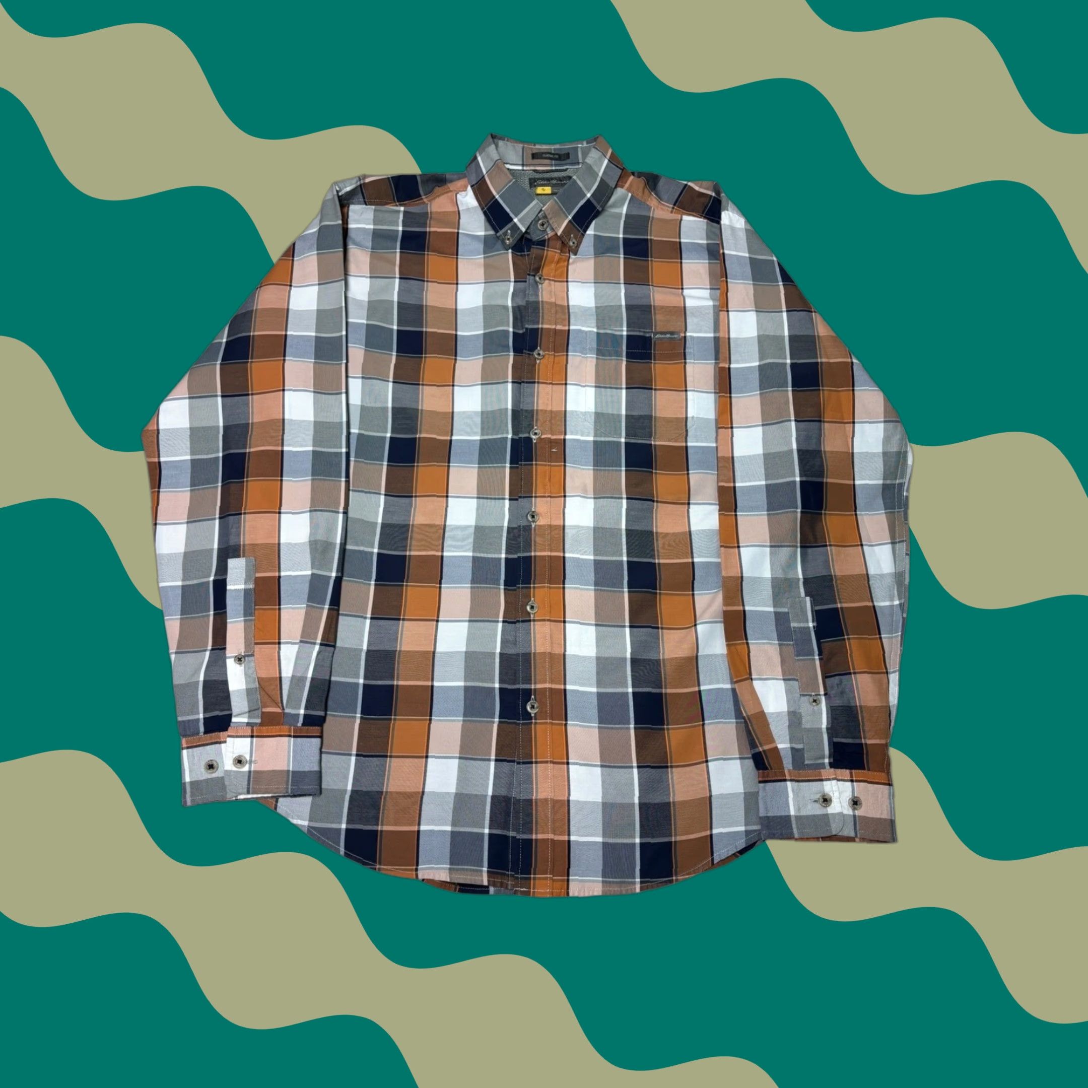Eddie Bauer Eddie Bauer Mens Plaid Button-Down Long Sleeve Classic Fit Shirt Orange Size US L / EU 52-54 / 3 - 1 Thumbnail
