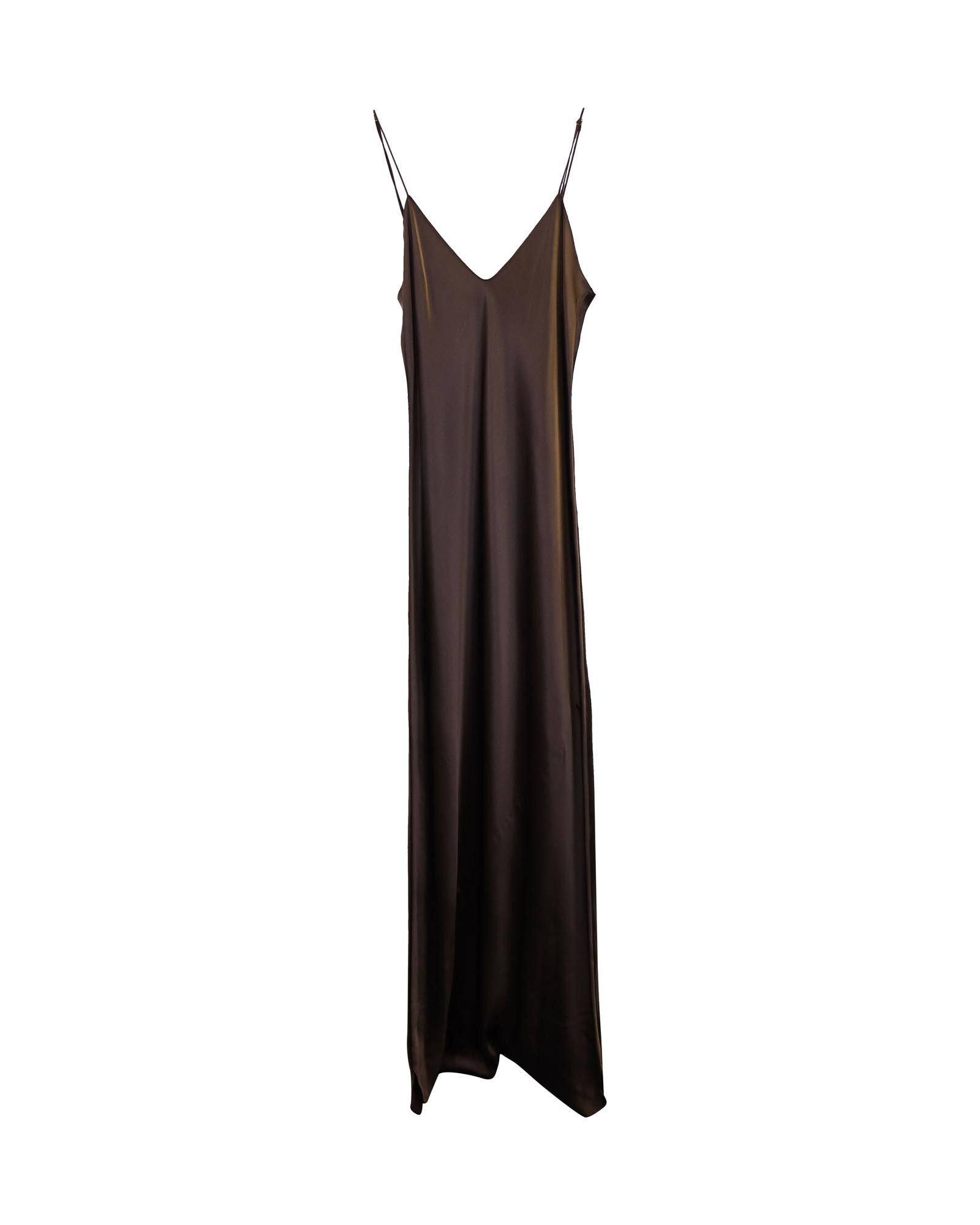 image of Nili Lotan Sleeveless Brown Silk Maxi Dress, Women's (Size Small)