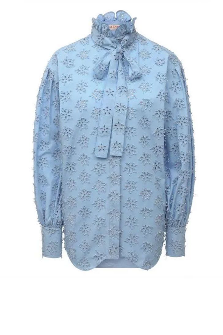 Valentino o1y0326 Solid Color Shirt in Sky Blue Size M / US 6-8 / IT 42-44 - 1 Thumbnail