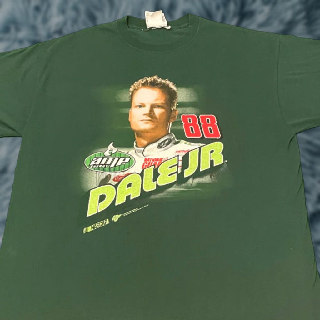 NASCAR VINTAGE Nascar Dale JR Amp Energy 2008 VTG Shirt Mens XL Green Short Sleeve Mens 90s Sports Shirt Size US XL / EU 56 / 4 - 1 Thumbnail