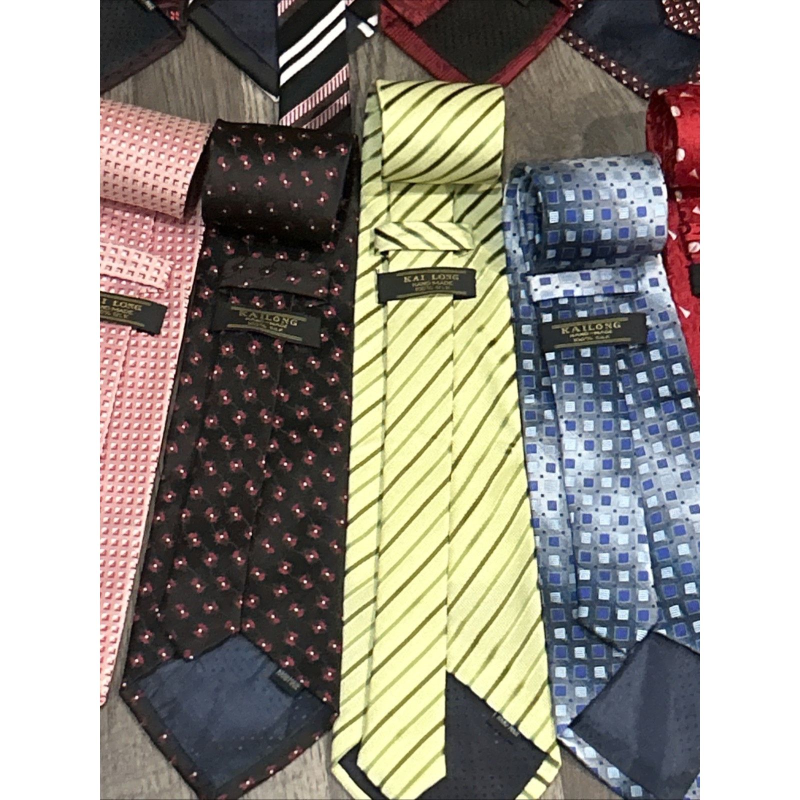 Kai Lot Of 21 Kai Long 100% Silk Ties Various Colors & Patterns Size ONE SIZE - 12 Thumbnail