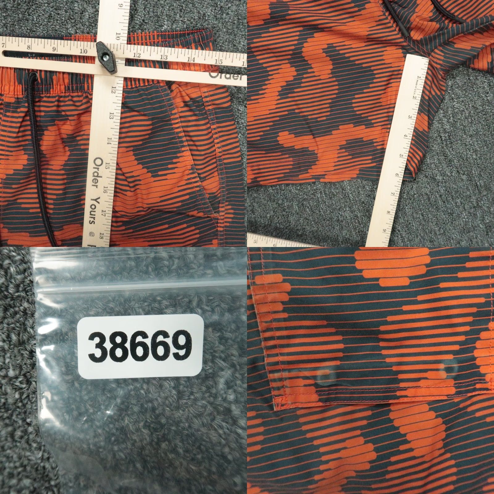 Psycho Bunny Psycho Bunny Swim Trunks Mens Small Orange Gray Camo Lined Shorts Size US 29 - 8 Thumbnail