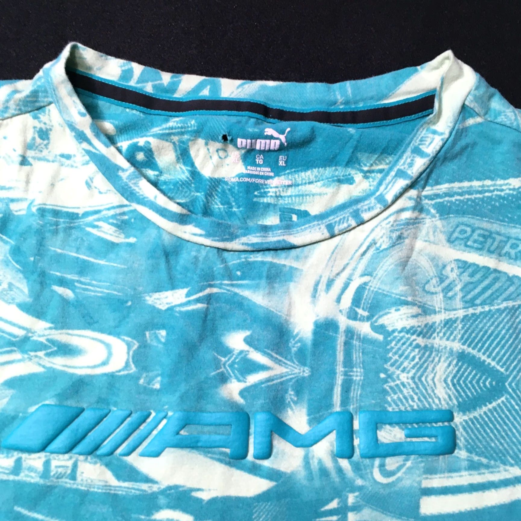 Puma PUMA BENZ LOGO AMG T-Shirt Mens XL Green All Over Print Size US XL / EU 56 / 4 - 4 Thumbnail