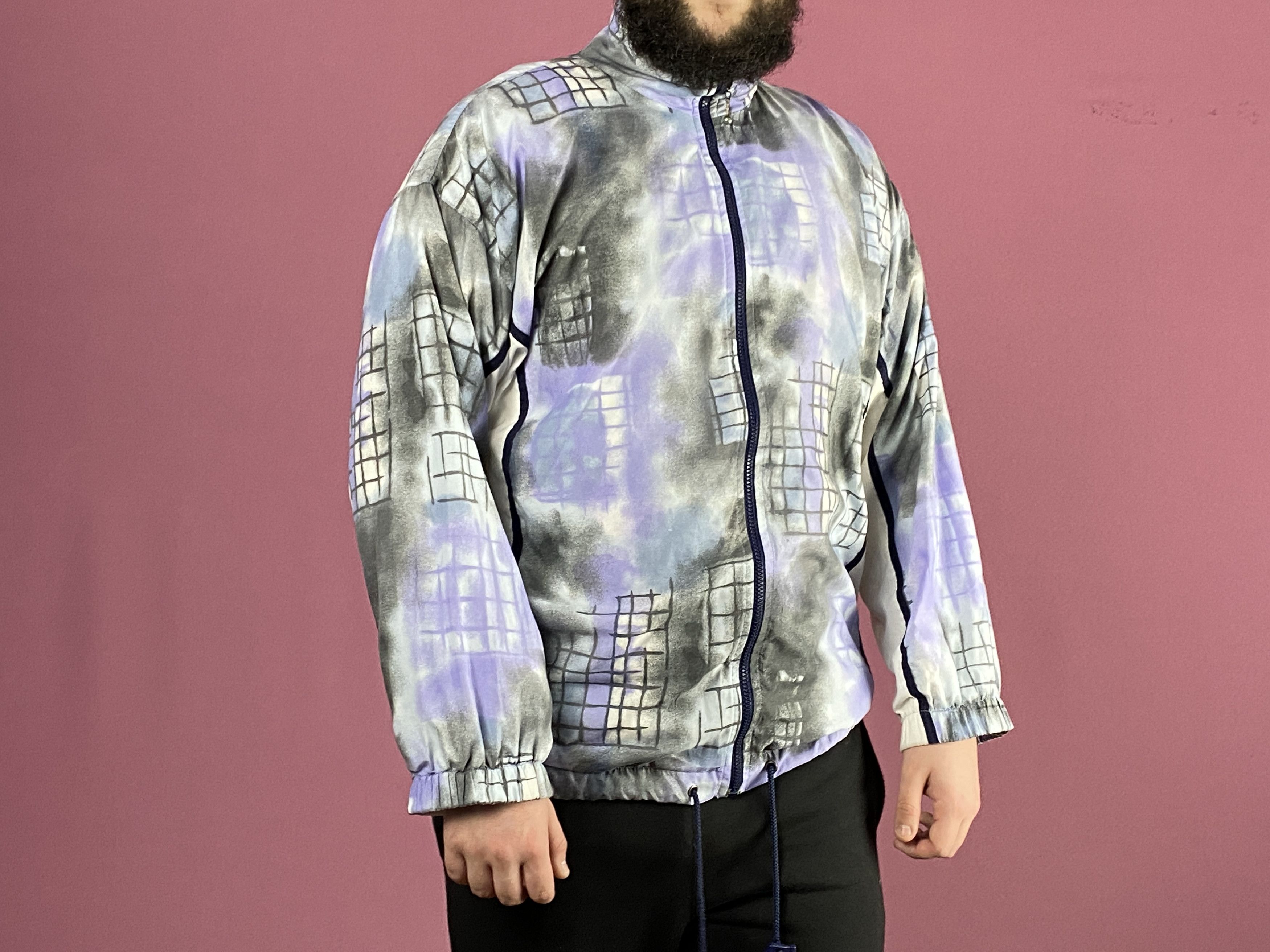 Vintage 90s Vintaeg Men's Abstract Windbreaker Jacket - L Size US L / EU 52-54 / 3 - 4 Thumbnail