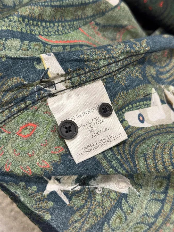 Designer × Givenchy × Vintage 2010s Givenchy Green Aviator Flowers Shirt Size US L / EU 52-54 / 3 - 9 Thumbnail