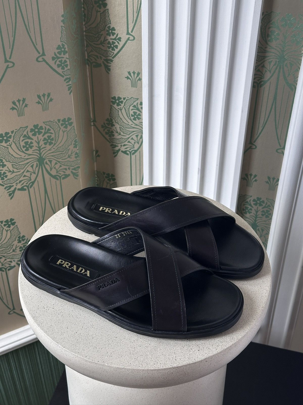 Prada RPADA Sandals Saffiano Leather Black Size: US 9/ EU 43 Size US 9 / EU 42 - 11 Thumbnail