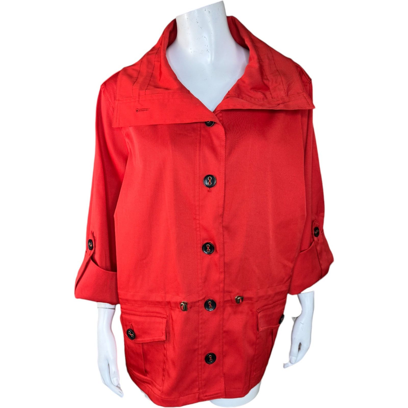 Other Ruby Rd. Women's 16W Button Front Jacket Red-Orange Pockets Size XXL / US 16-18 / IT 52-54 - 1 Thumbnail