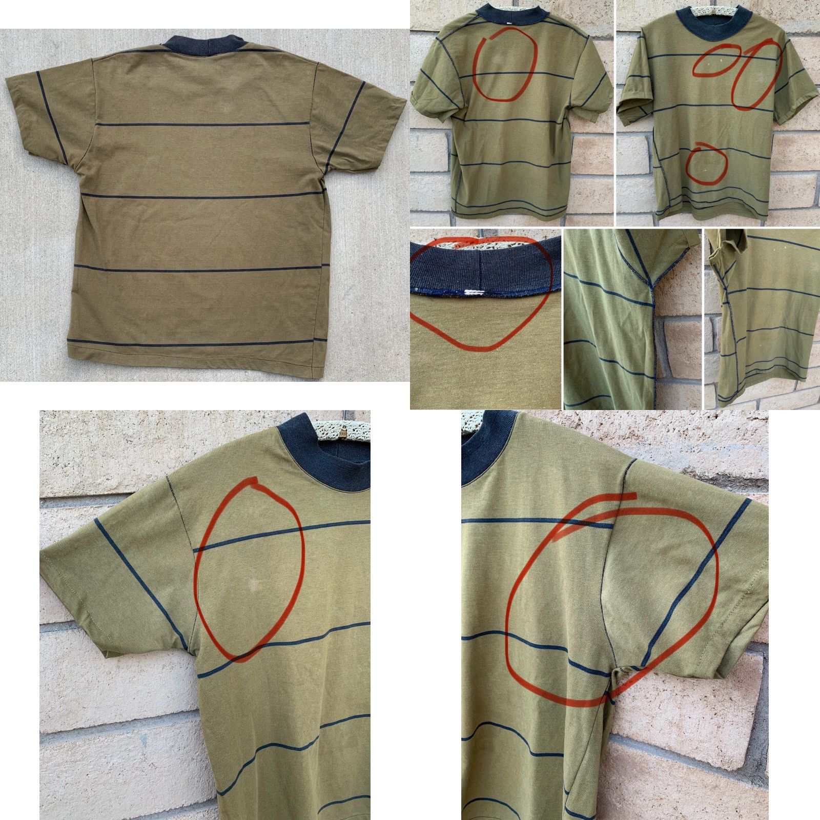 Vintage VINTAGE Striped Tee T Shirt Stripes Fade Single Stitch Size M Green Men T-Shirt Short Sleeve Vintage Yes Mens Size US M / EU 48-50 / 2 - 9 Thumbnail