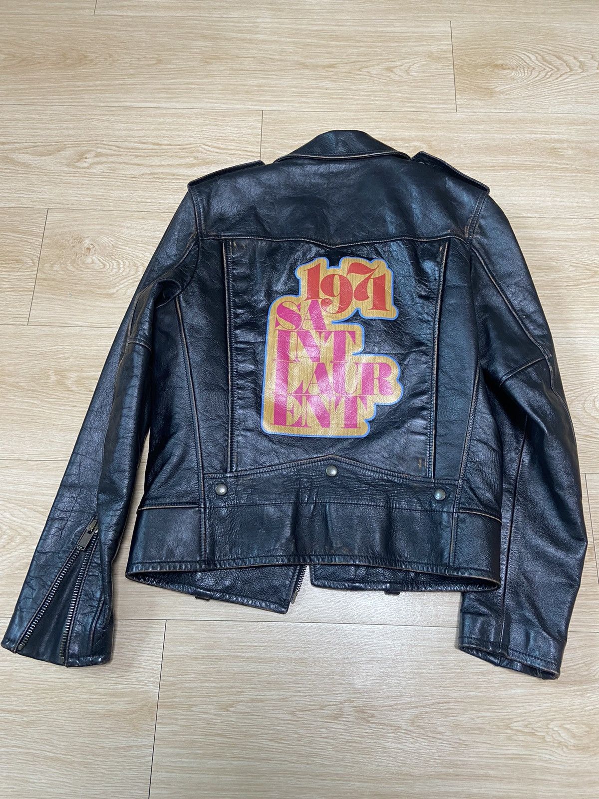 46 Saint Laurent 1971 printing L01 rider leather jacket