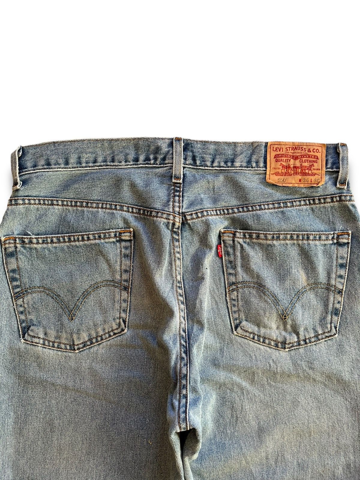 Levi's × Levi's Vintage Clothing Vintage 90s Levis 550 Ripped Distressed Baggy Jeans 35x30 Size US 35 - 8 Thumbnail