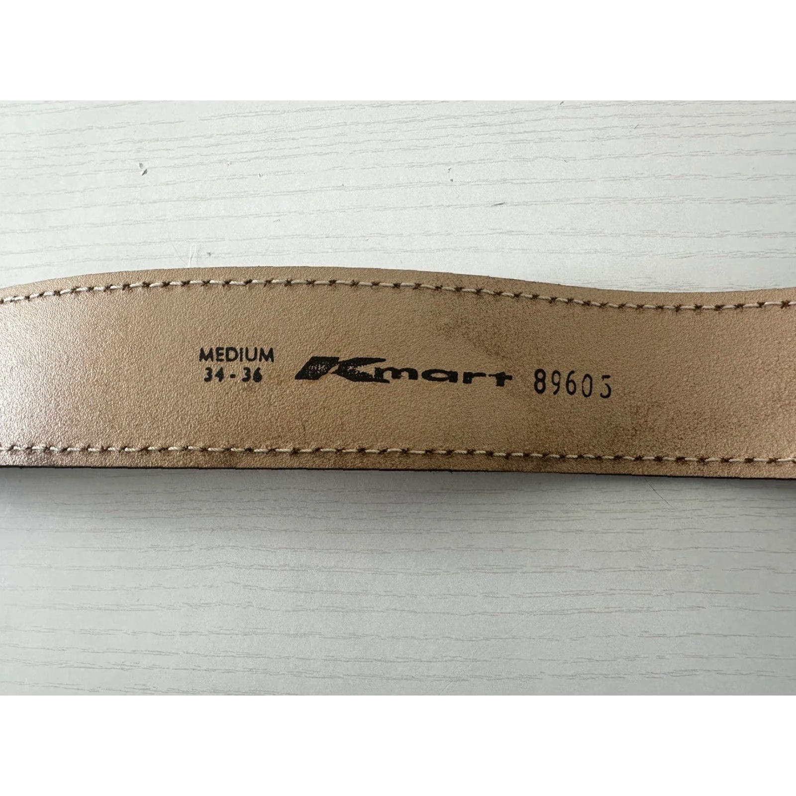 Vintage VINTAGE K-Mart Leather Belt Henry Ford Buckle Medium 34-36 Genuine Split Cow Hide Western Belt Mens N/A Size ONE SIZE - 6 Thumbnail