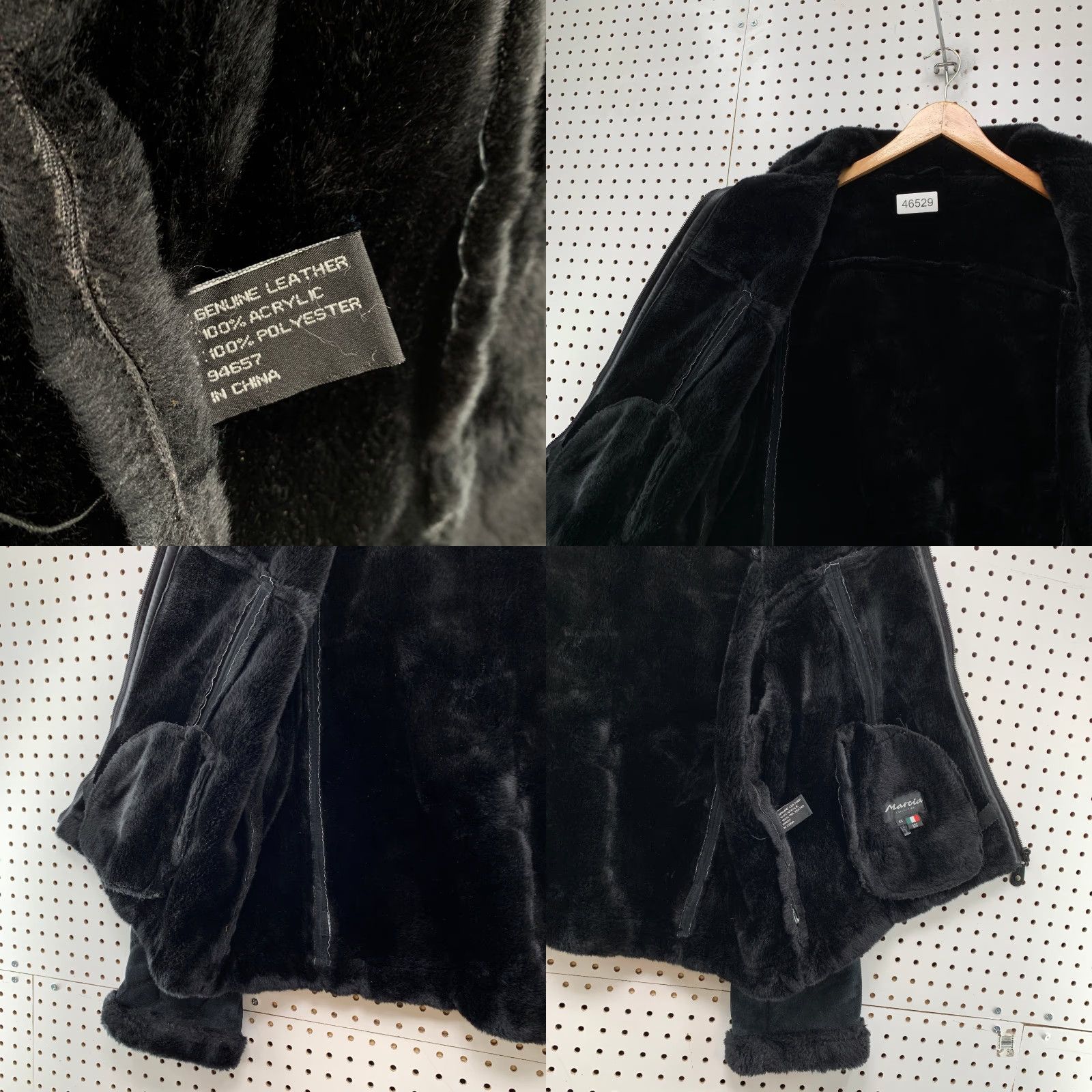 Vintage Marcia Jacket Womens 4XL Black Faux Fur Lined Italian Leather Suede Shearling 4XL Women’s Jacket Size XXL / US 16-18 / IT 52-54 - 8 Thumbnail