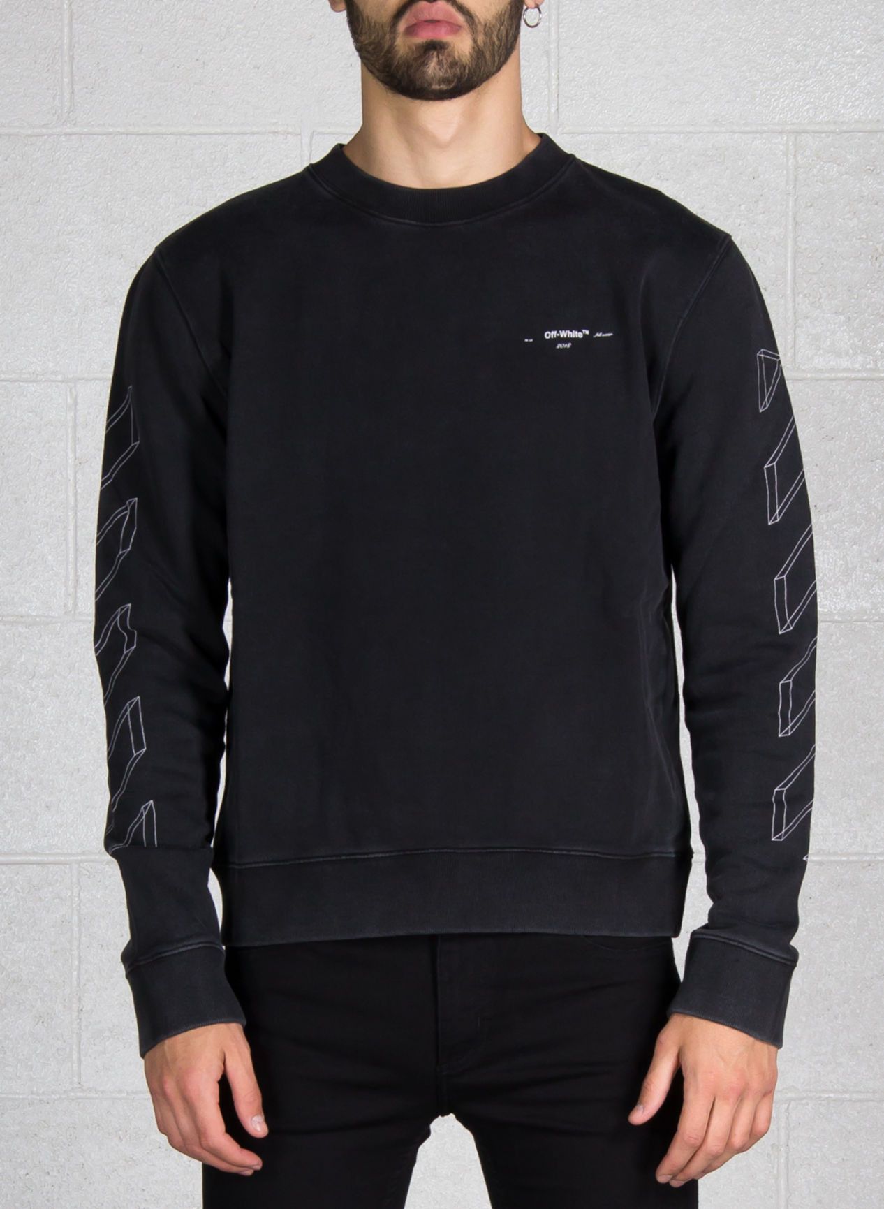 Off-White Washed Black 3D Line Diag Arrows Logo Sweatshirt Size XS / US 0-2 / IT 36-38 - 3 Thumbnail