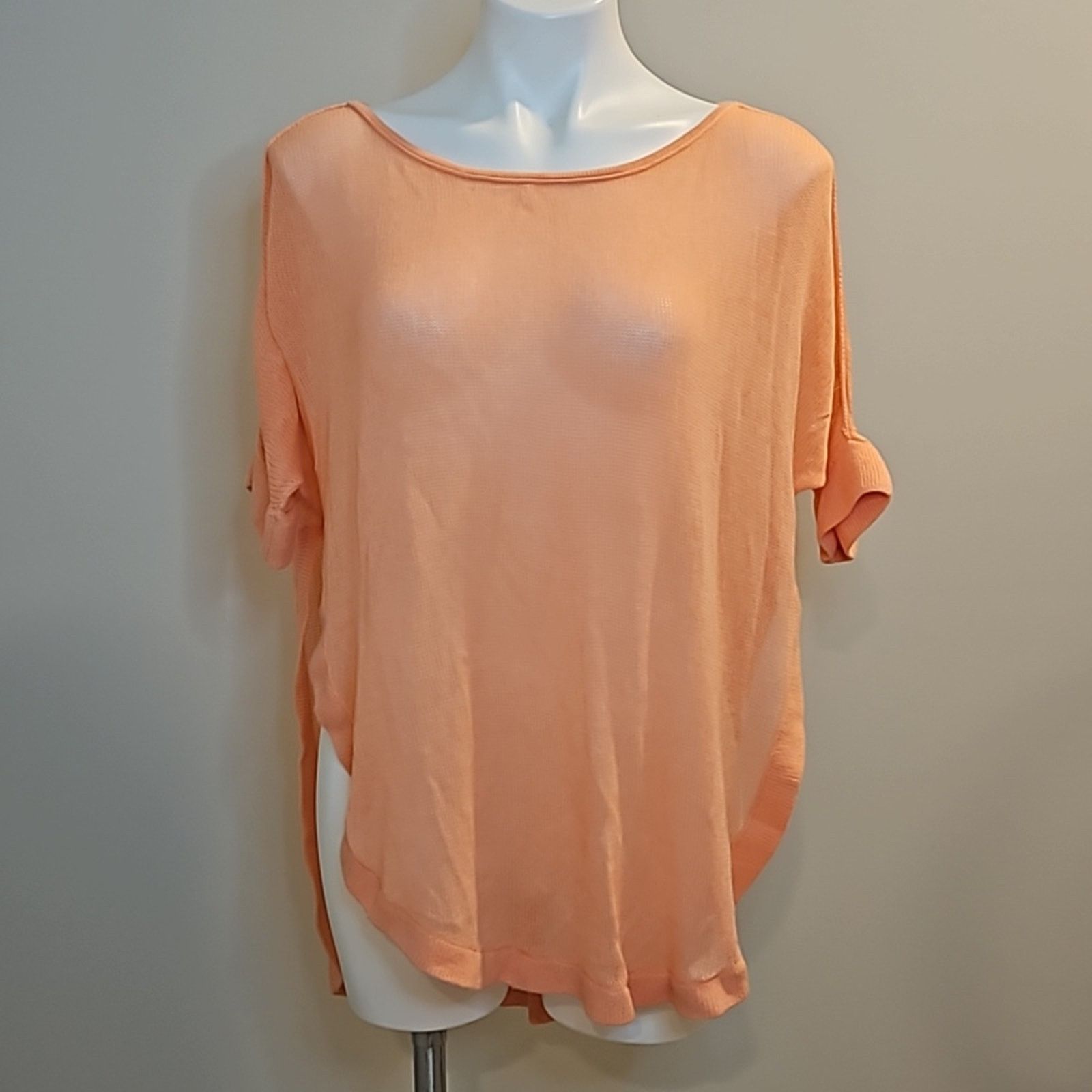 Victoria's Secret Victoria's Secret Peach Coral Short Sleeve Knit Poncho Shirt Size M / US 6-8 / IT 42-44 - 1 Thumbnail