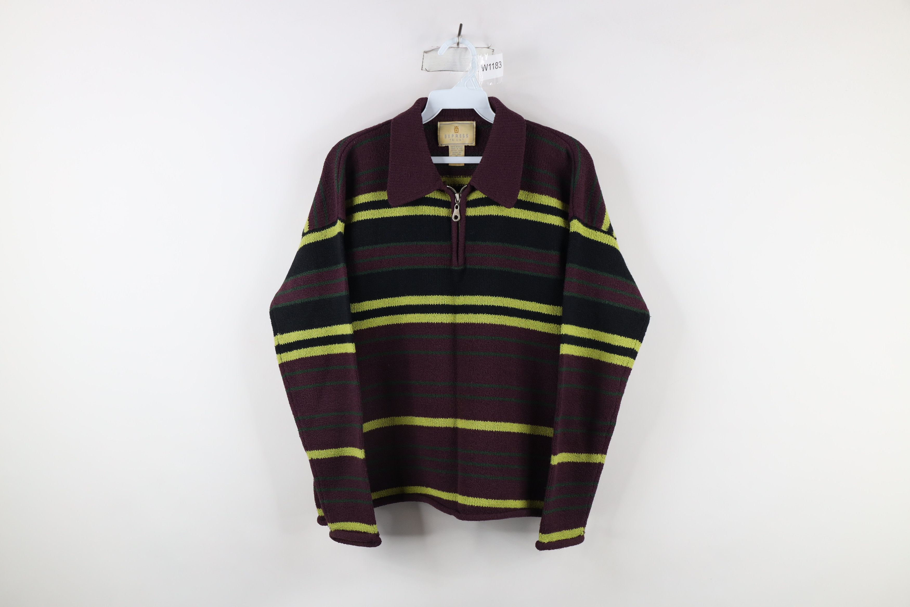 Vintage Vintage 90s Streetwear Block Knit Half Zip Collared Sweater Size M / US 6-8 / IT 42-44 - 1 Thumbnail