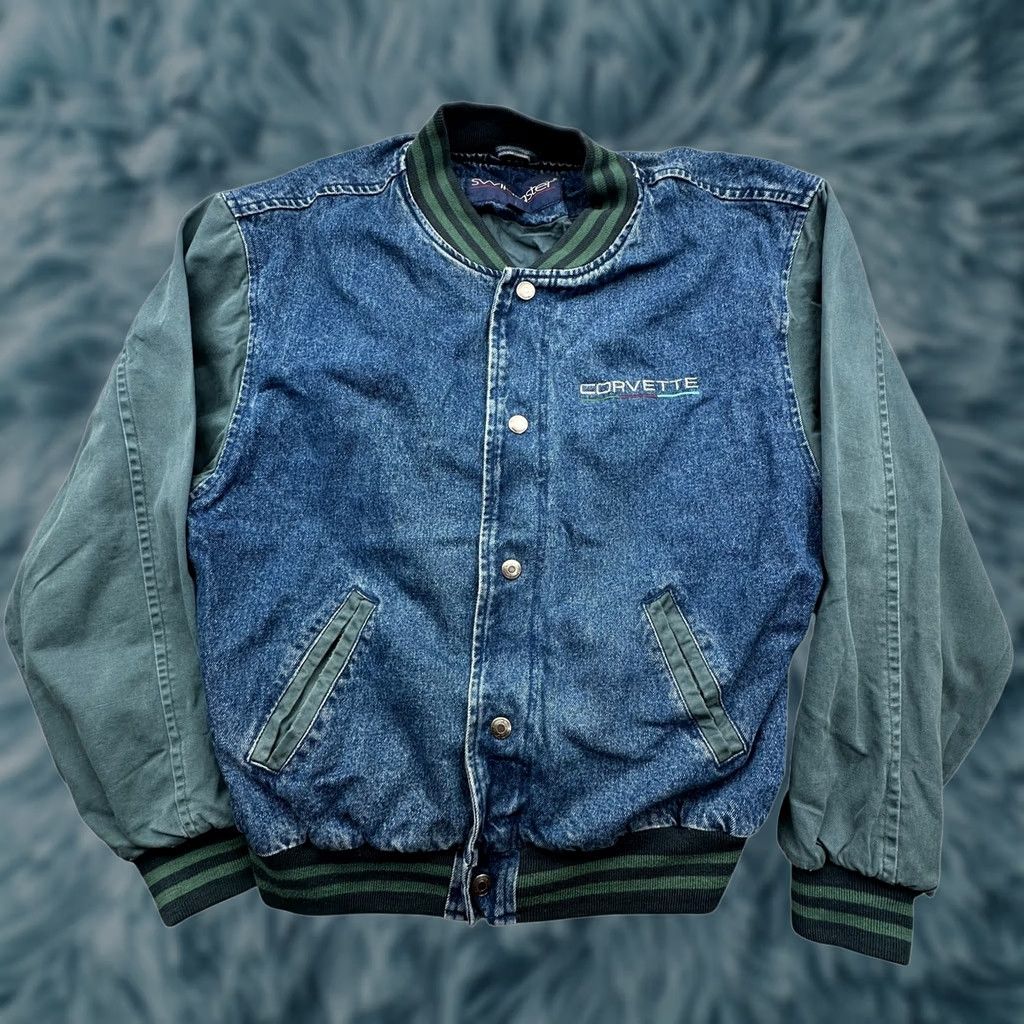 Denime VINTAGE Swingster Corvette Logo Denim Jacket Mens Medium Blue Size US 31 - 1 Thumbnail