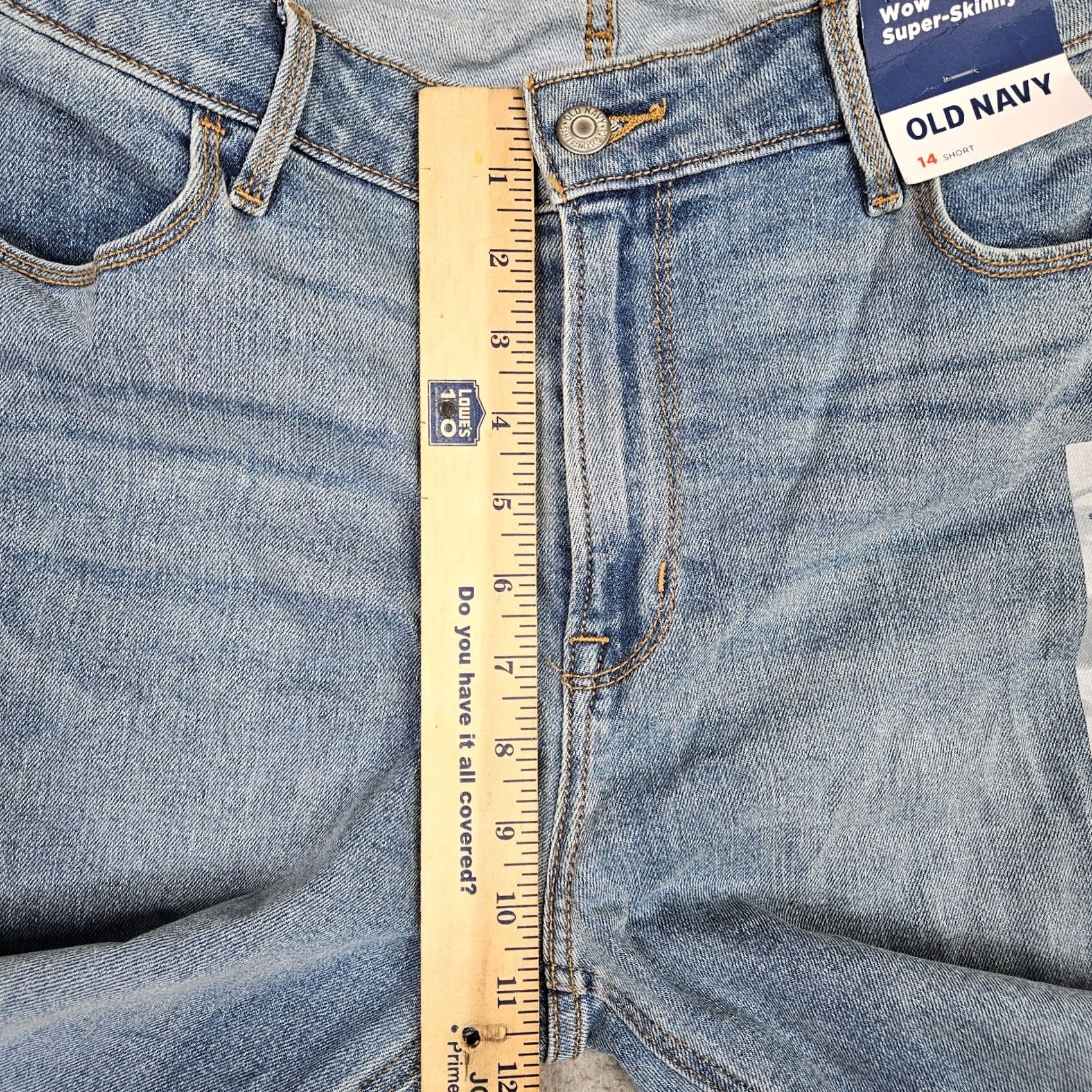 Old Navy Old Navy Jeans Skinny Blue Short Mid Rise 14 Regular Color Blue Denim Cotton/Spandex Button Belted Womens Jeans - New Size 36" / US 14 / IT 50 - 4 Thumbnail
