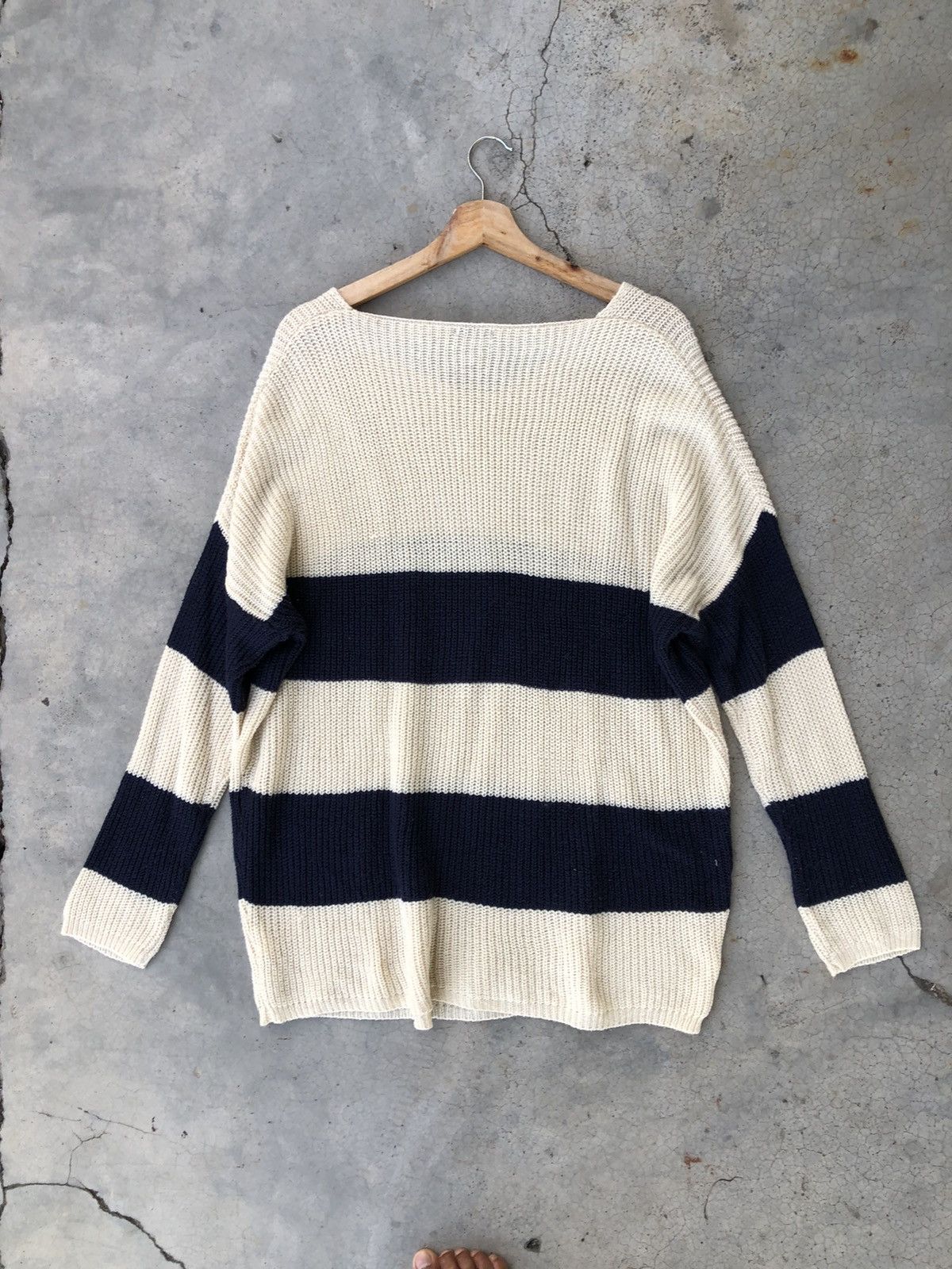 Japanese Brand Vintage Stripe Knitsweater, Coats, Jacket Pullover Size US XL / EU 56 / 4 - 9 Thumbnail