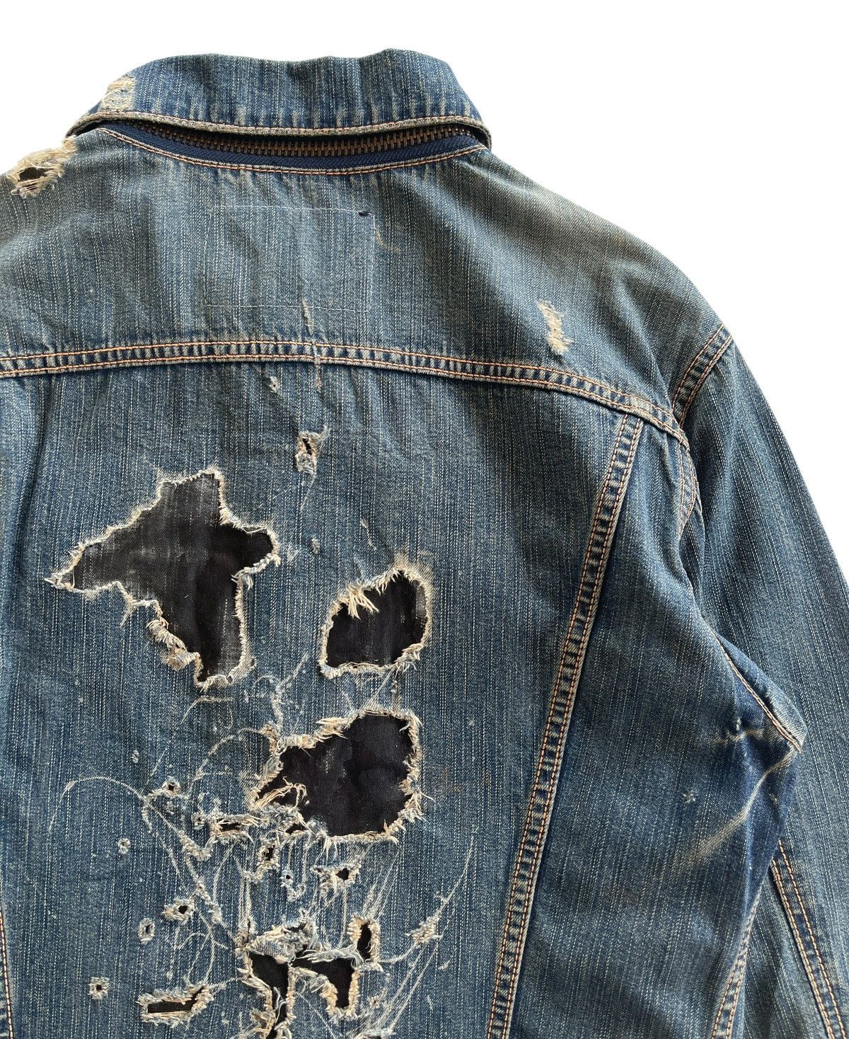 Japanese Brand MSGR Distressed Denim Jacket Size US M / EU 48-50 / 2 - 12 Thumbnail