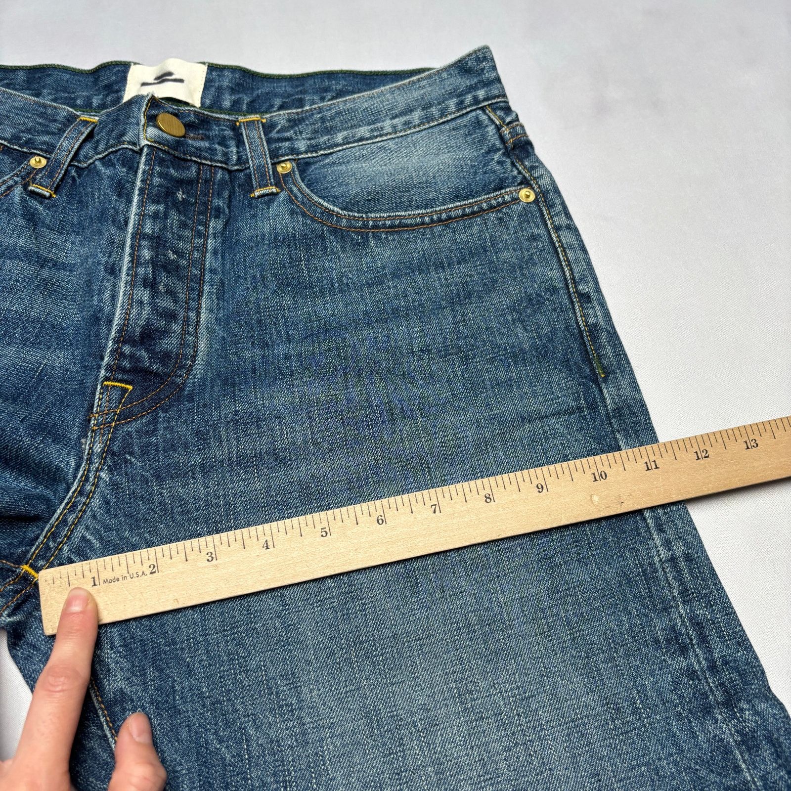 Sid Mashburn $295 Sid Mashburn Slim Straight Jeans Selvedge 33x34 Size US 33 - 7 Thumbnail