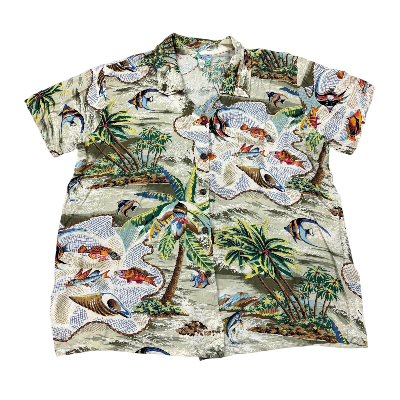 Reyn Spooner × Vintage Vintage Reyn Spooner Hawaiian Palm Tree Fish Shirt Men's S Size US S / EU 44-46 / 1 - 1 Thumbnail