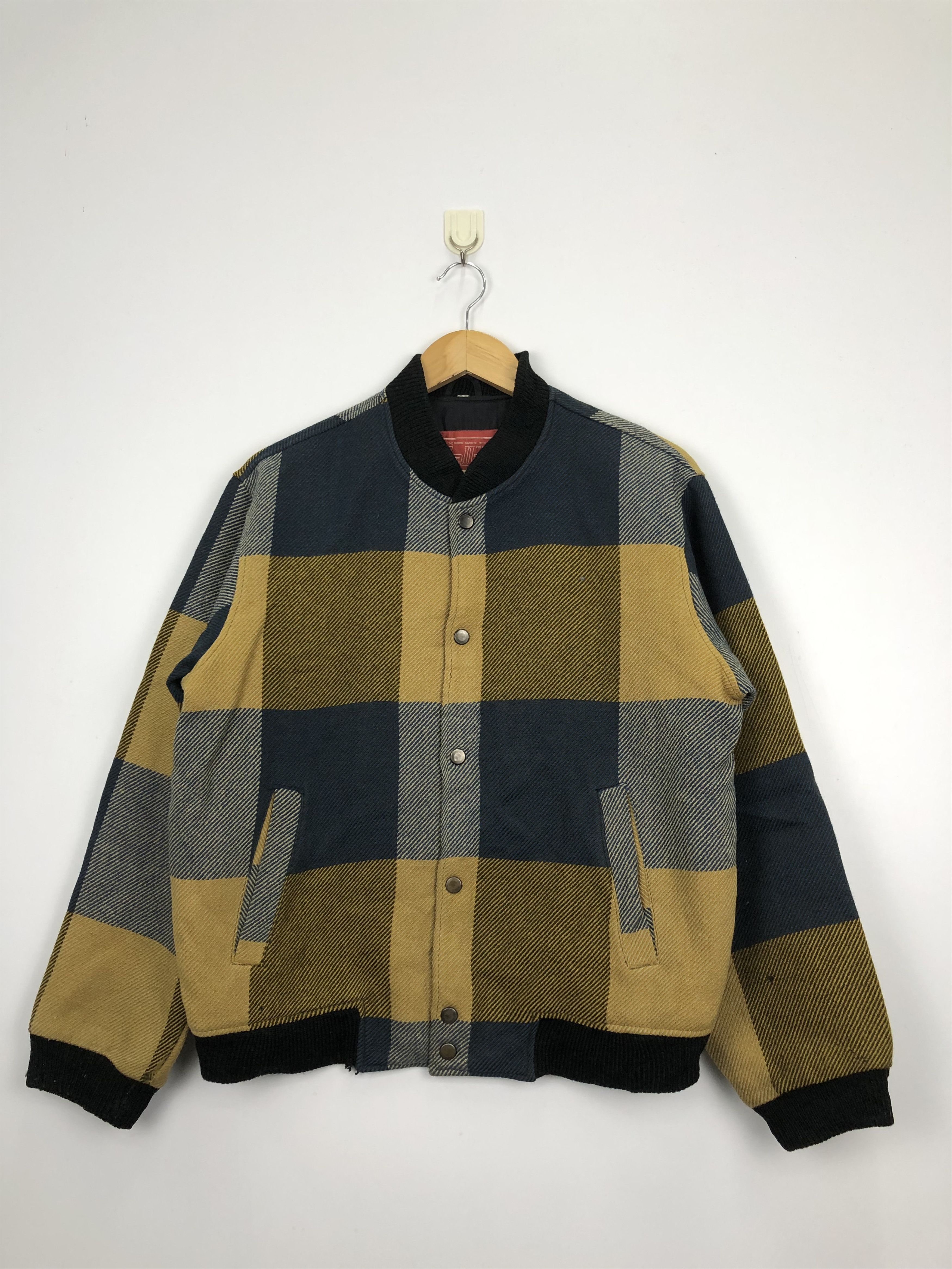 Japanese Brand Vintage 90s Jellan Varsity Jacket Plaid Wool V0333 Size US M / EU 48-50 / 2 - 1 Thumbnail