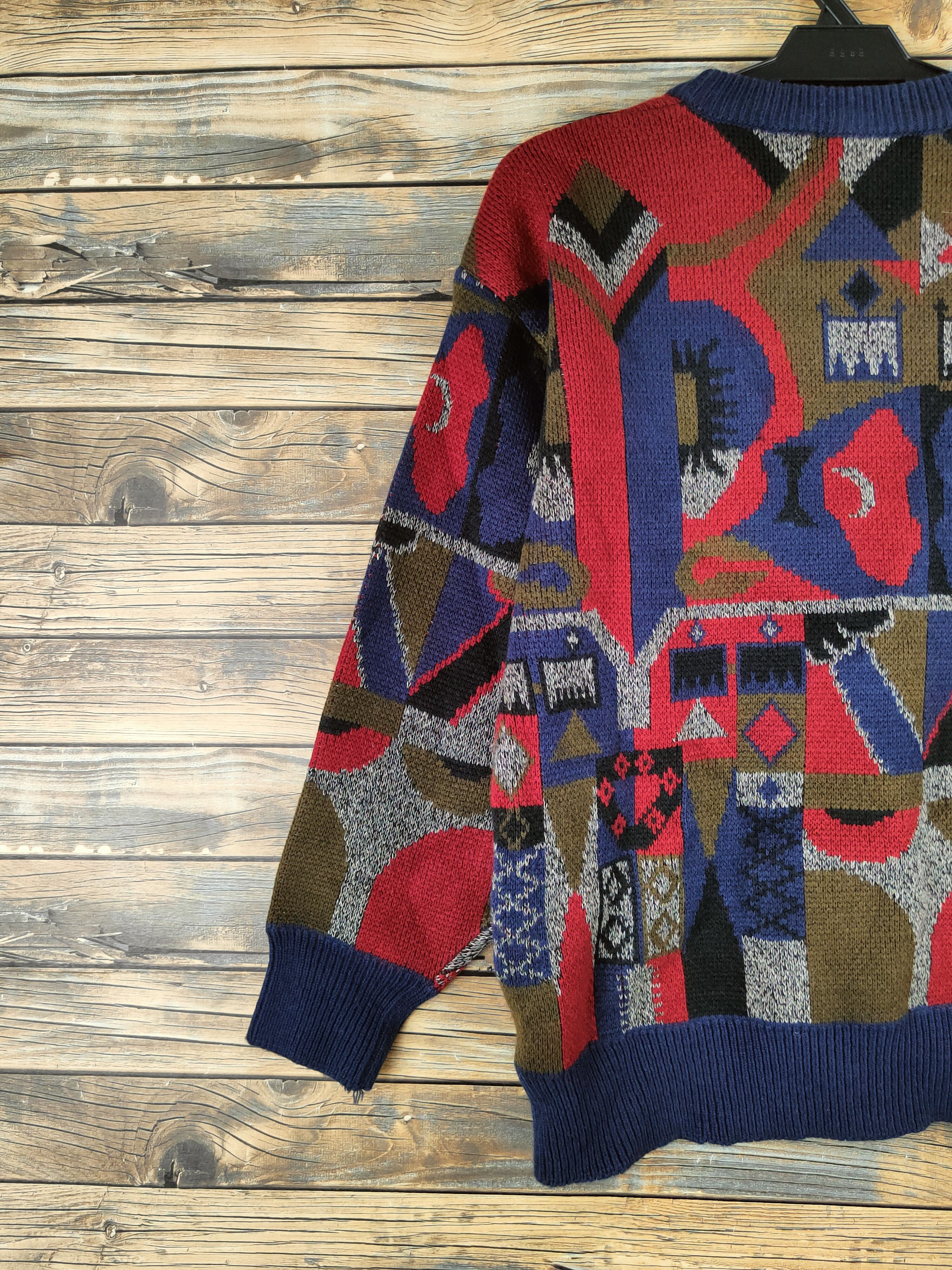 Japanese Brand DL Japanese Brand Maroon Navy Knitwear Sweatshirts #46-152 Size US S / EU 44-46 / 1 - 8 Thumbnail