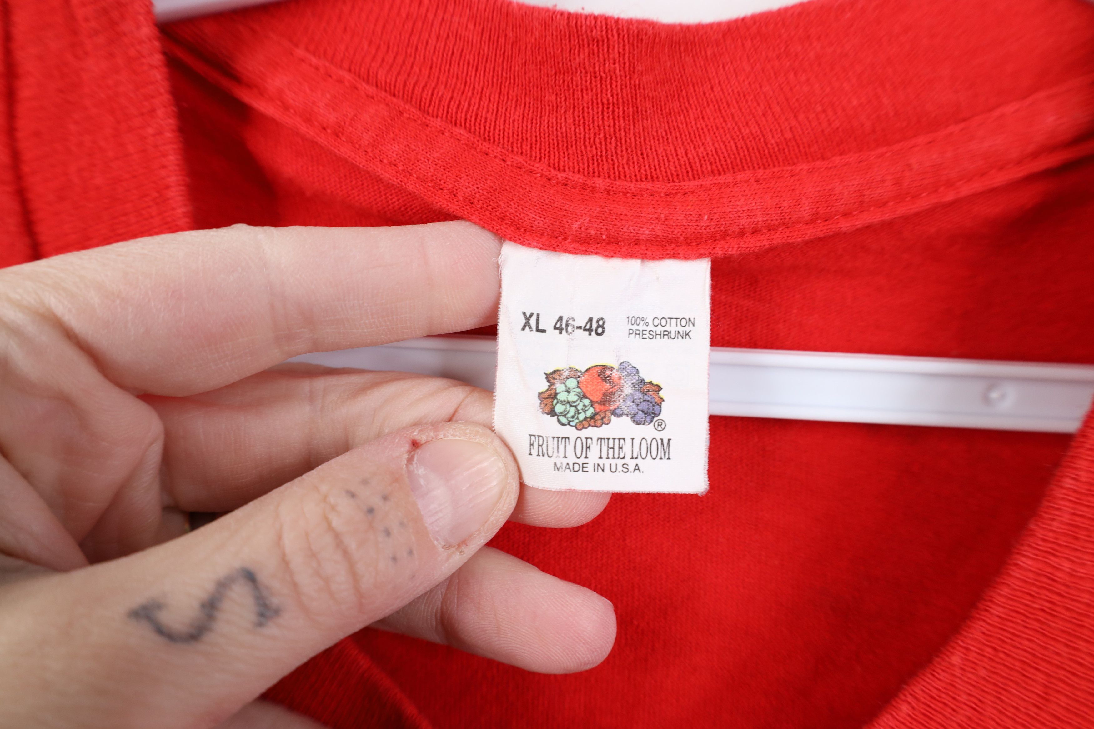 Vintage Vintage 90s Streetwear Blank Cotton T-Shirt Pocket Red USA Size US XL / EU 56 / 4 - 8 Thumbnail