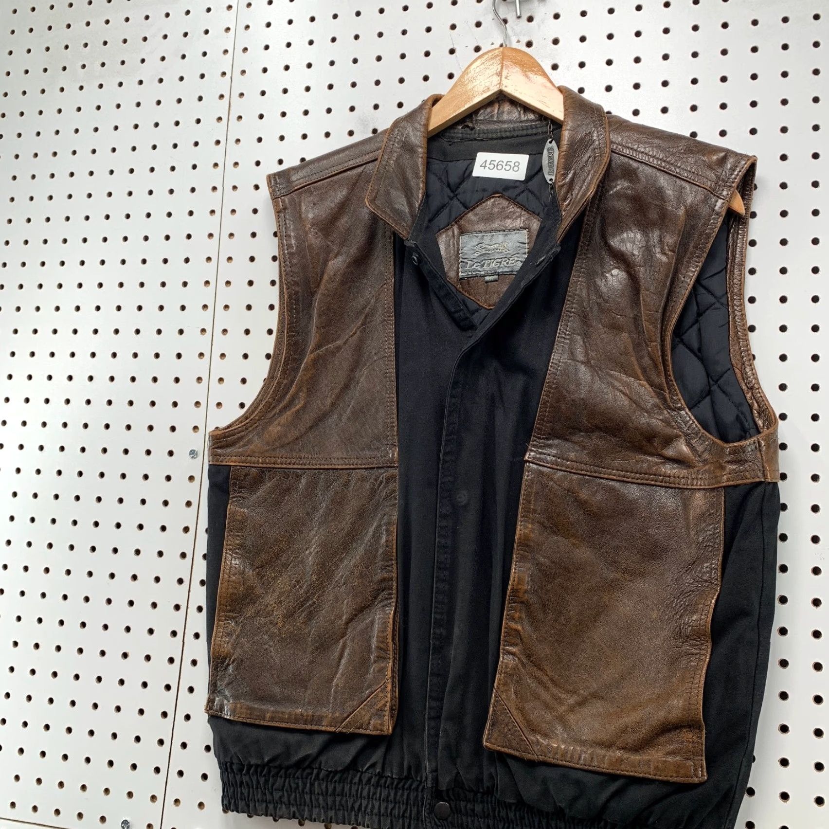 Vintage VINTAGE Le TIGRE Leather Vest Mens 42 Brown Insulated Sleeveless Jacket Size US XS / EU 42 / 0 - 4 Thumbnail