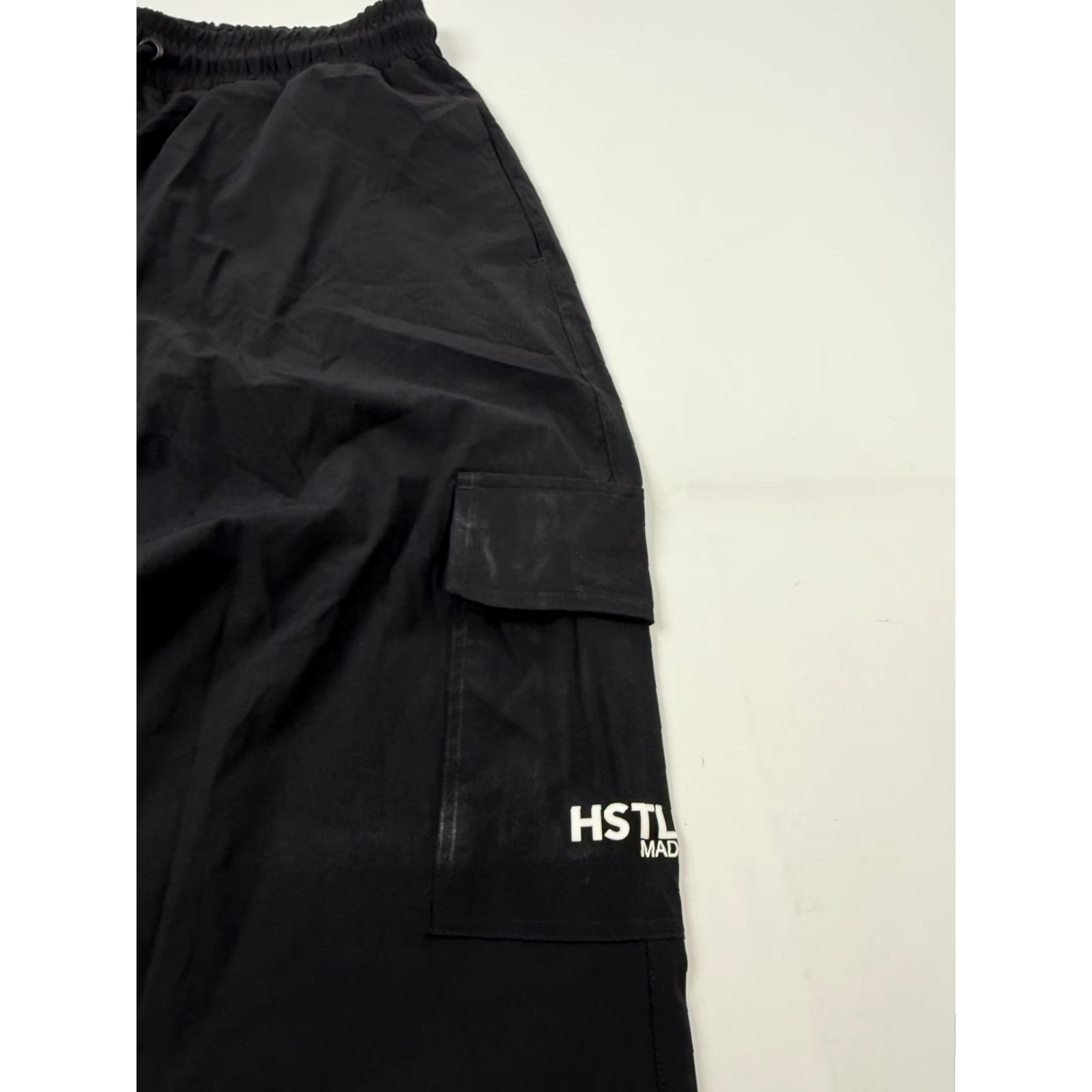 Vintage HSTL MADE Flex Cargo Pants Mens Large Black Elastic Waist Drawstring Pockets Cargo Casual Size US 33 - 3 Thumbnail