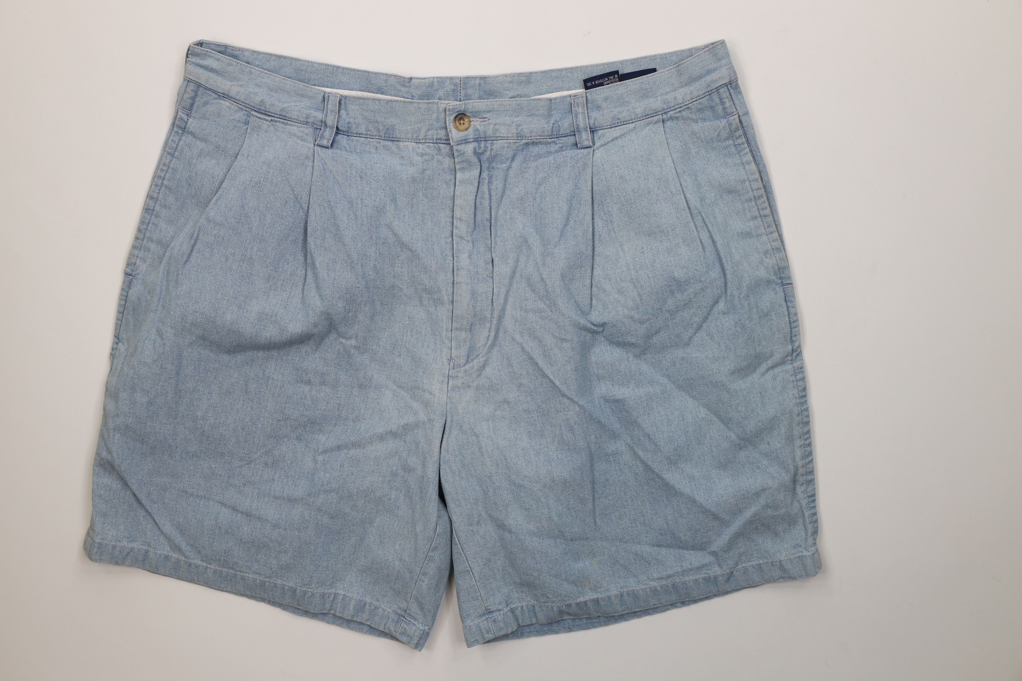 Nautica Vintage 90s Nautica Above Knee Chambray Chino Shorts Blue Size US 40 / EU 56 - 1 Thumbnail