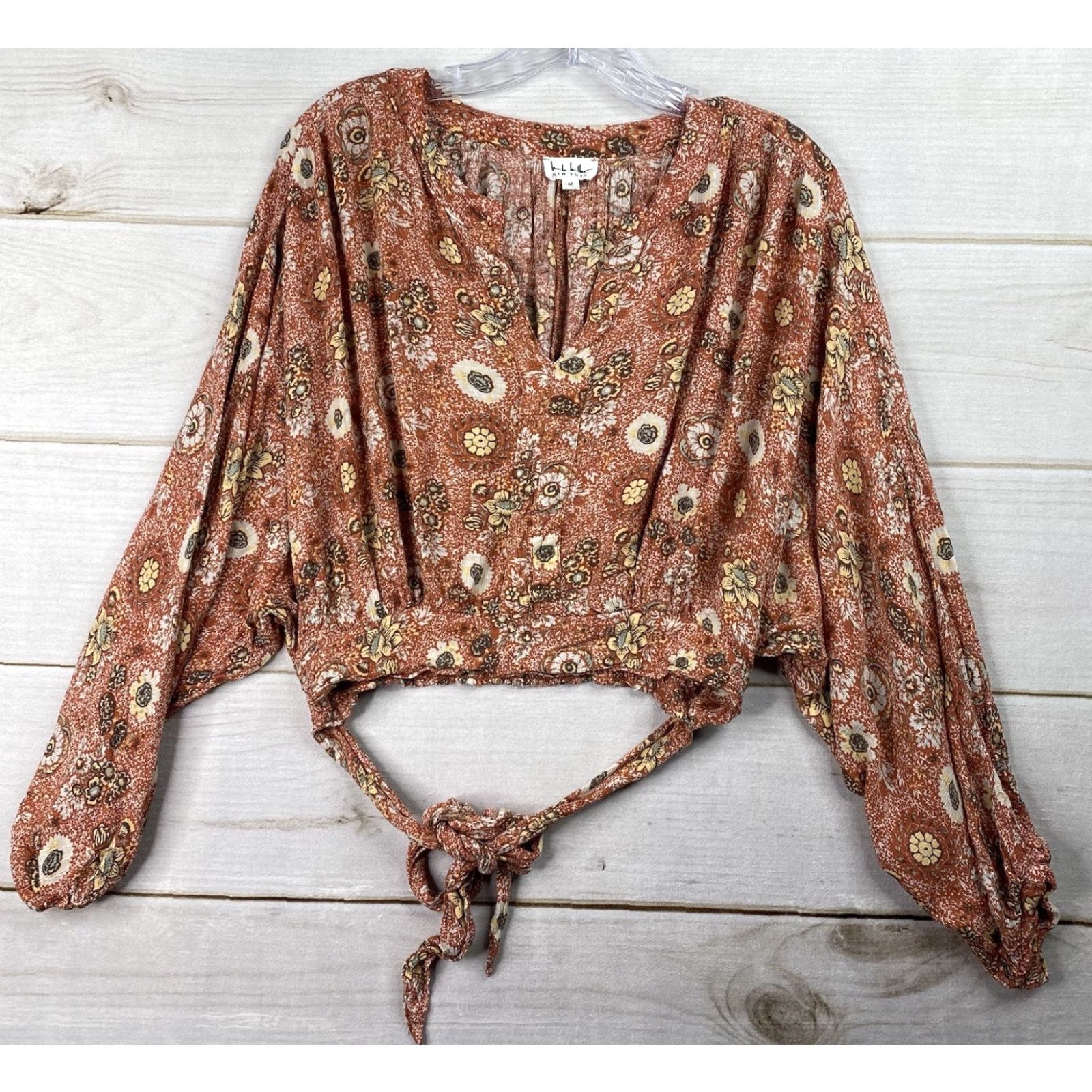 Nicole Miller Nicole Miller Top Womens M Crop Tie Waist Boho Floral Sleeves 3/4 Multicolor Festival Western Bohemian Tank Shirt G Womens Size M / US 6-8 / IT 42-44 - 2 Thumbnail
