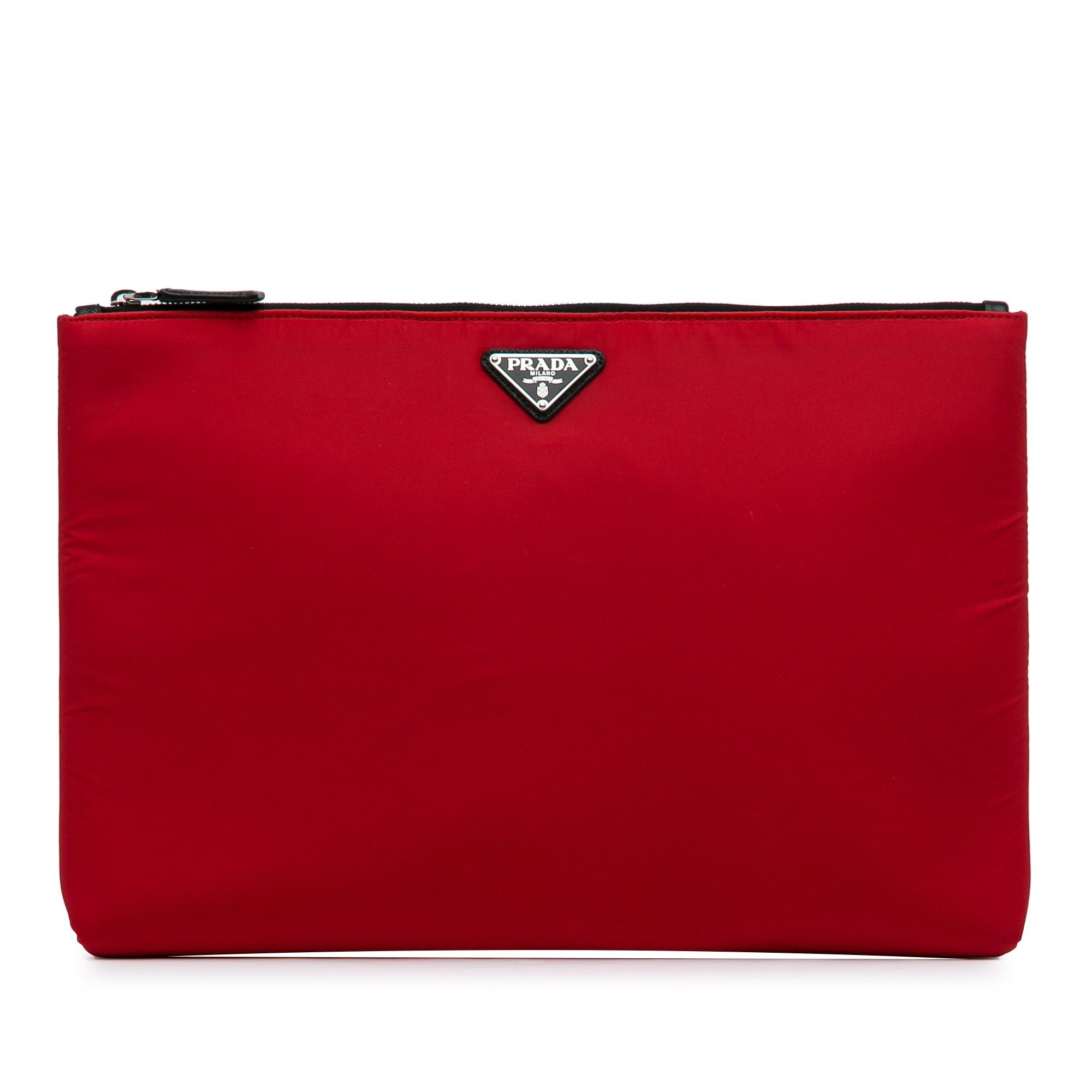 Prada Prada Tessuto Soft Zip Clutch Red Size ONE SIZE - 1 Thumbnail