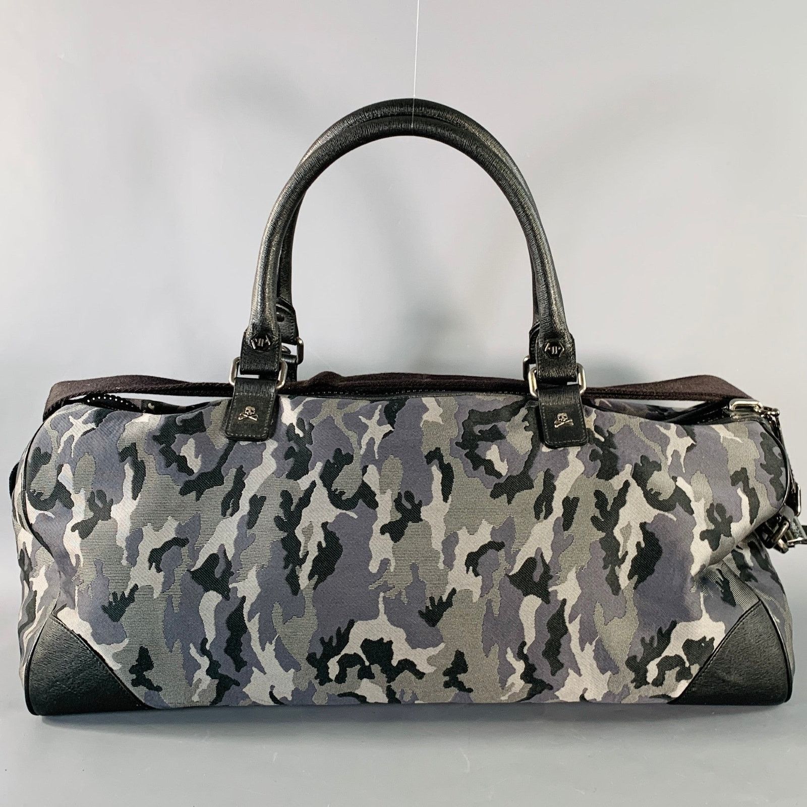 Philipp Plein PHILLIPP PLEIN Grey Camouflage Saffiano Leather Canvas Bag Size ONE SIZE - 6 Thumbnail