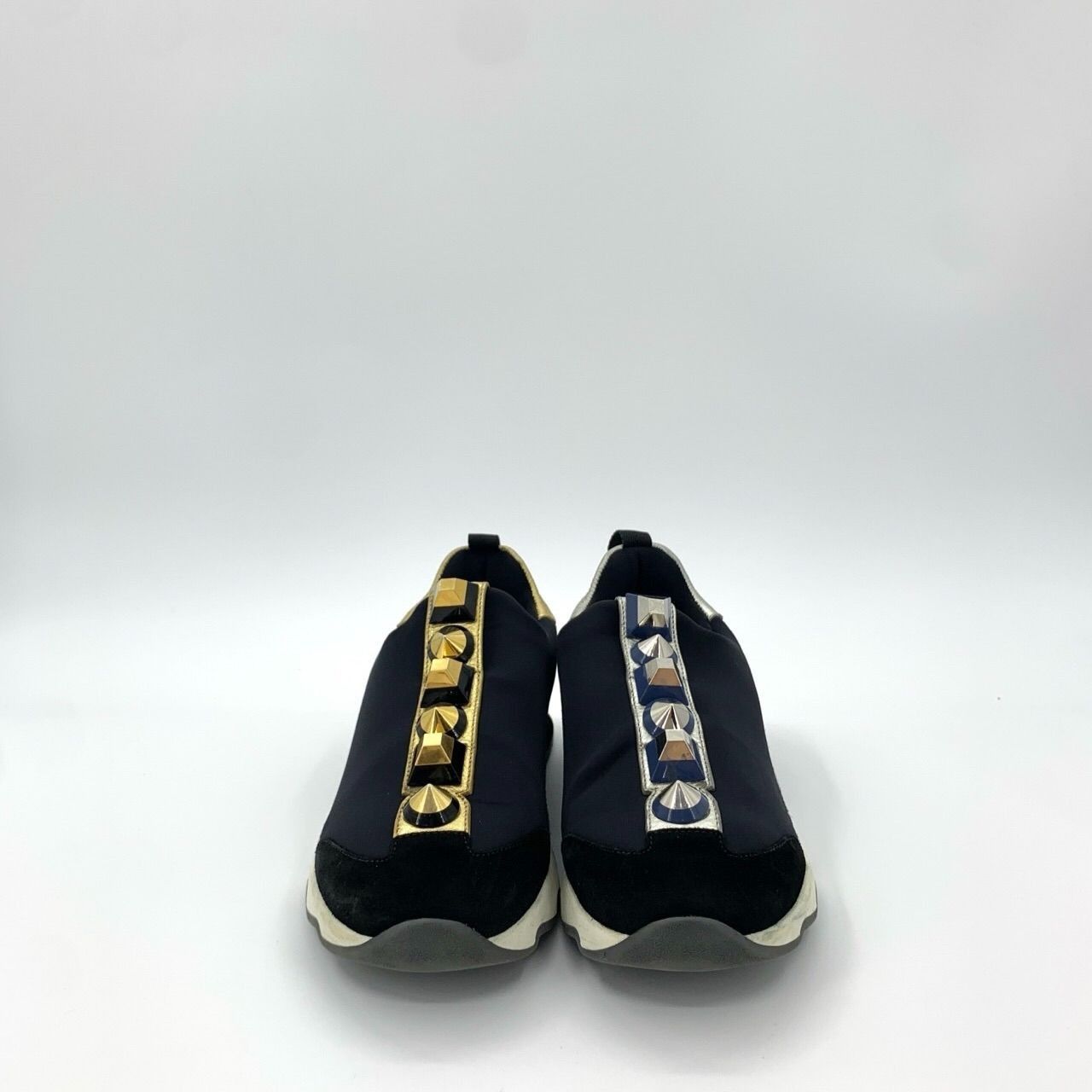 Fendi Fendi Canvas and Leather Contrast Rivet Black Sneakers, Size Size US 5 / EU 37 - 8 Thumbnail