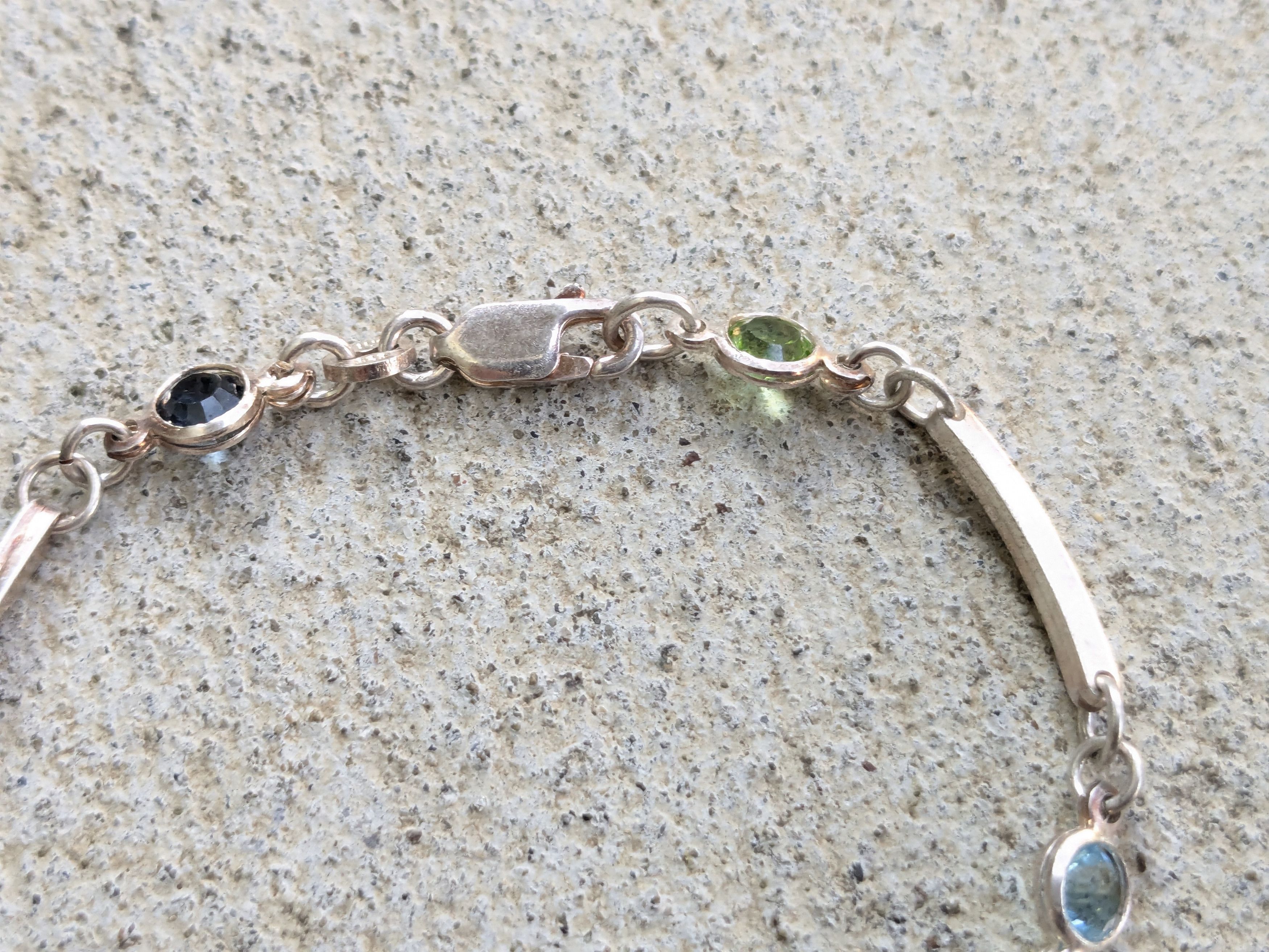Jewelry Vintage Sterling Silver Bracelet Hexagon Chain 7" Y2K Size ONE SIZE - 5 Thumbnail