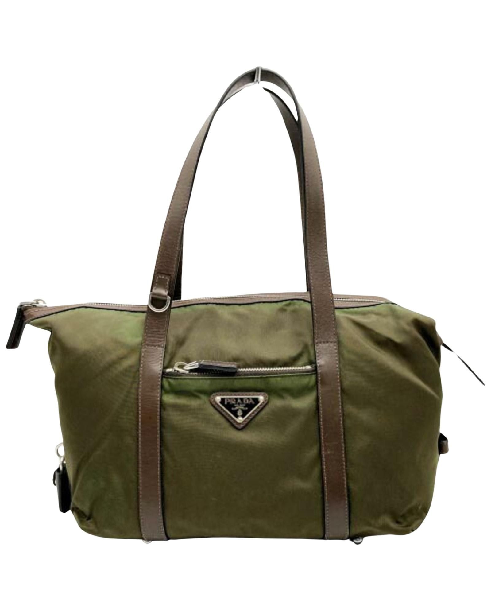 image of Elegant Khaki Synthetic Bag - Prada Tessuto, Women's
