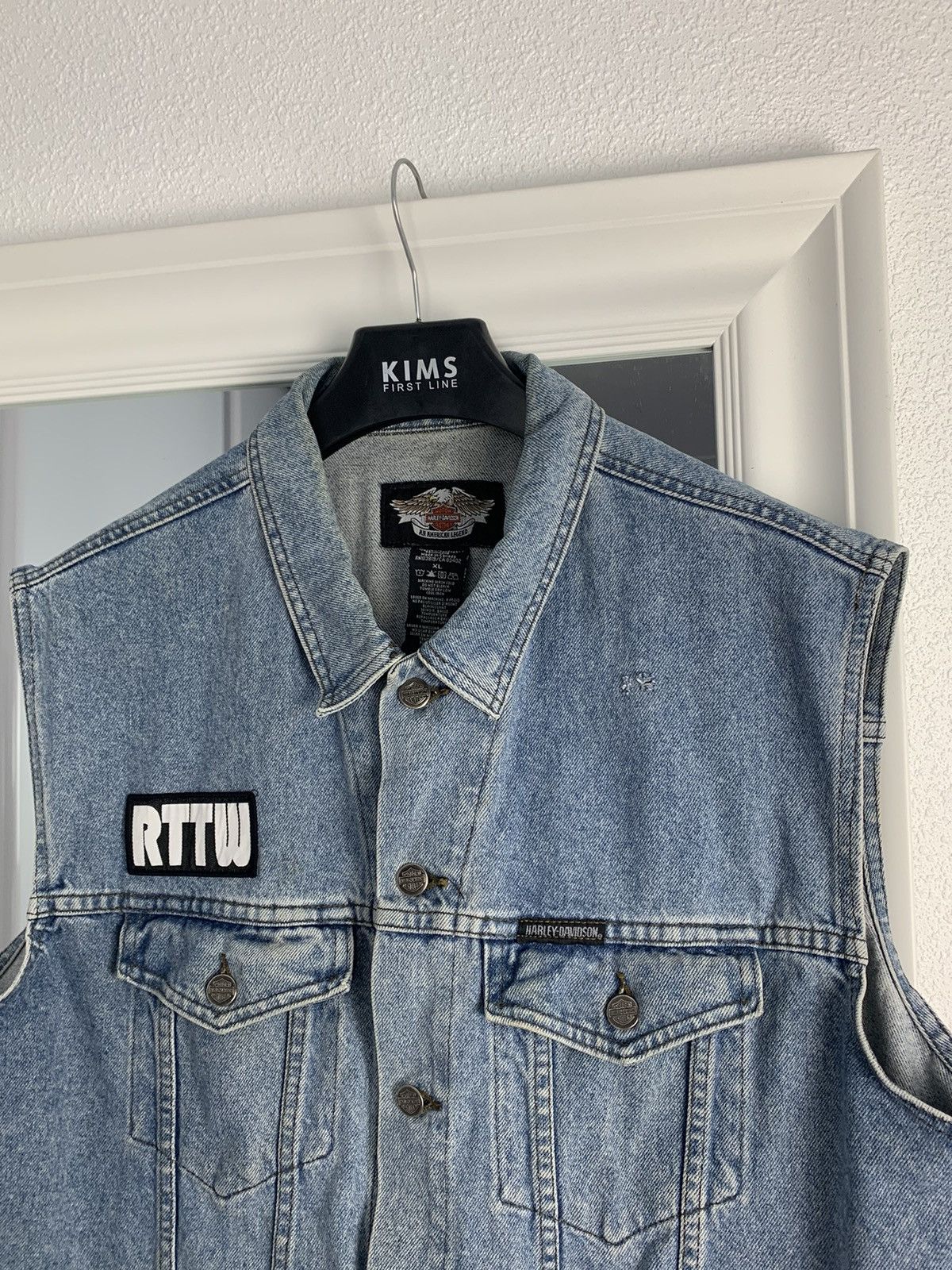 Harley Davidson Harley Davidson Denim Vest Racing Moto Vest Biker logo Size US XL / EU 56 / 4 - 3 Thumbnail