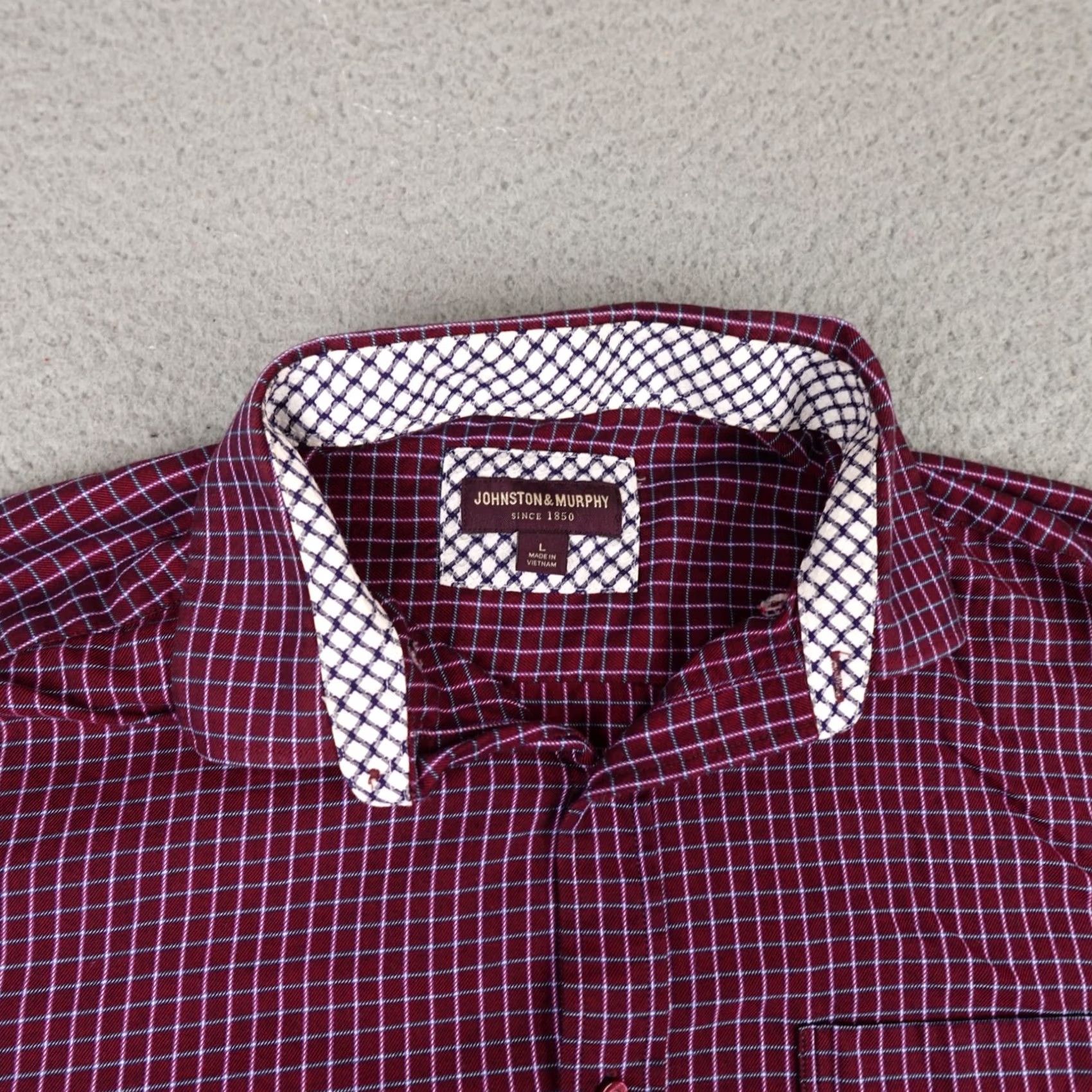 Johnston & Murphy Johnston & Murphy Shirt Mens Large Red Plaid Long Sleeve Button Up Flip Cuff Size US L / EU 52-54 / 3 - 4 Thumbnail