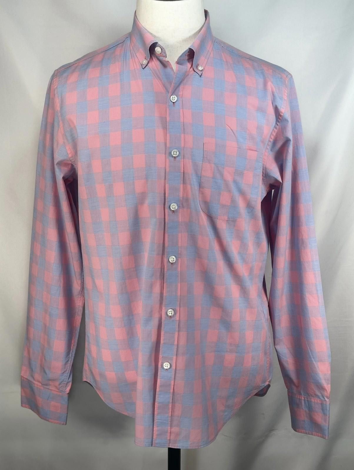 Bonobos Bonobos Slim Fit Checked Oxford Button Up Mens Pink/Blue M Size US M / EU 48-50 / 2 - 1 Thumbnail