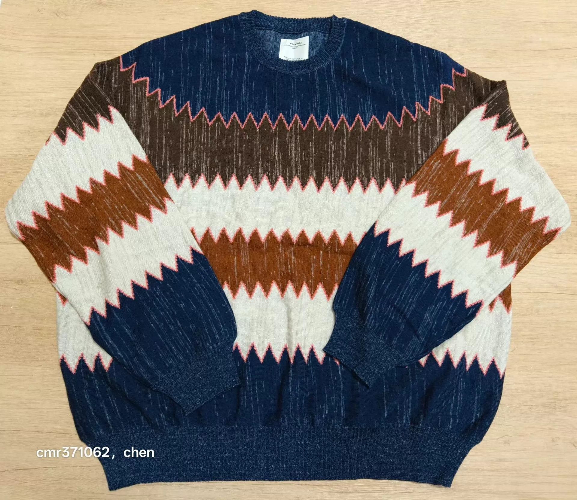 Visvim visvim 22SS Amplus Knit Zig-Zag Navy 3 Hand-Knit Wool-Linen Size US L / EU 52-54 / 3 - 1 Thumbnail