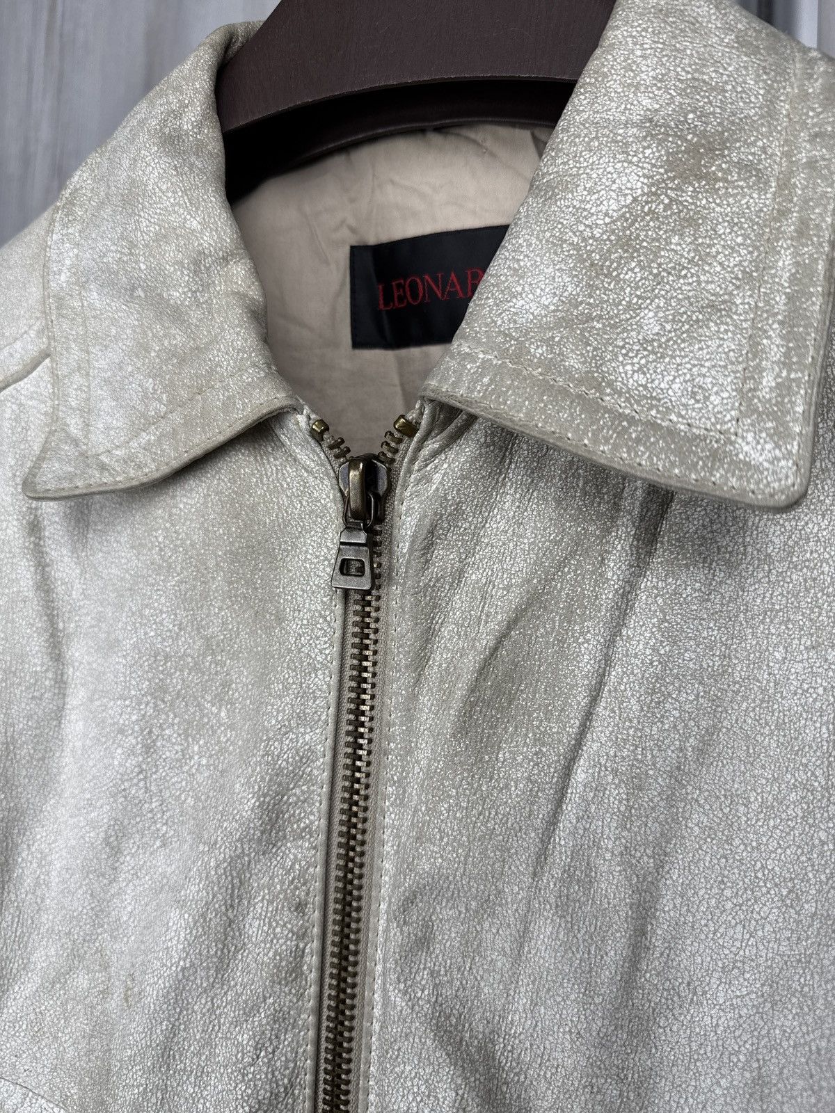 Other Leonardo White faded leather biker jacket vintage size 50 Size US M / EU 48-50 / 2 - 4 Thumbnail
