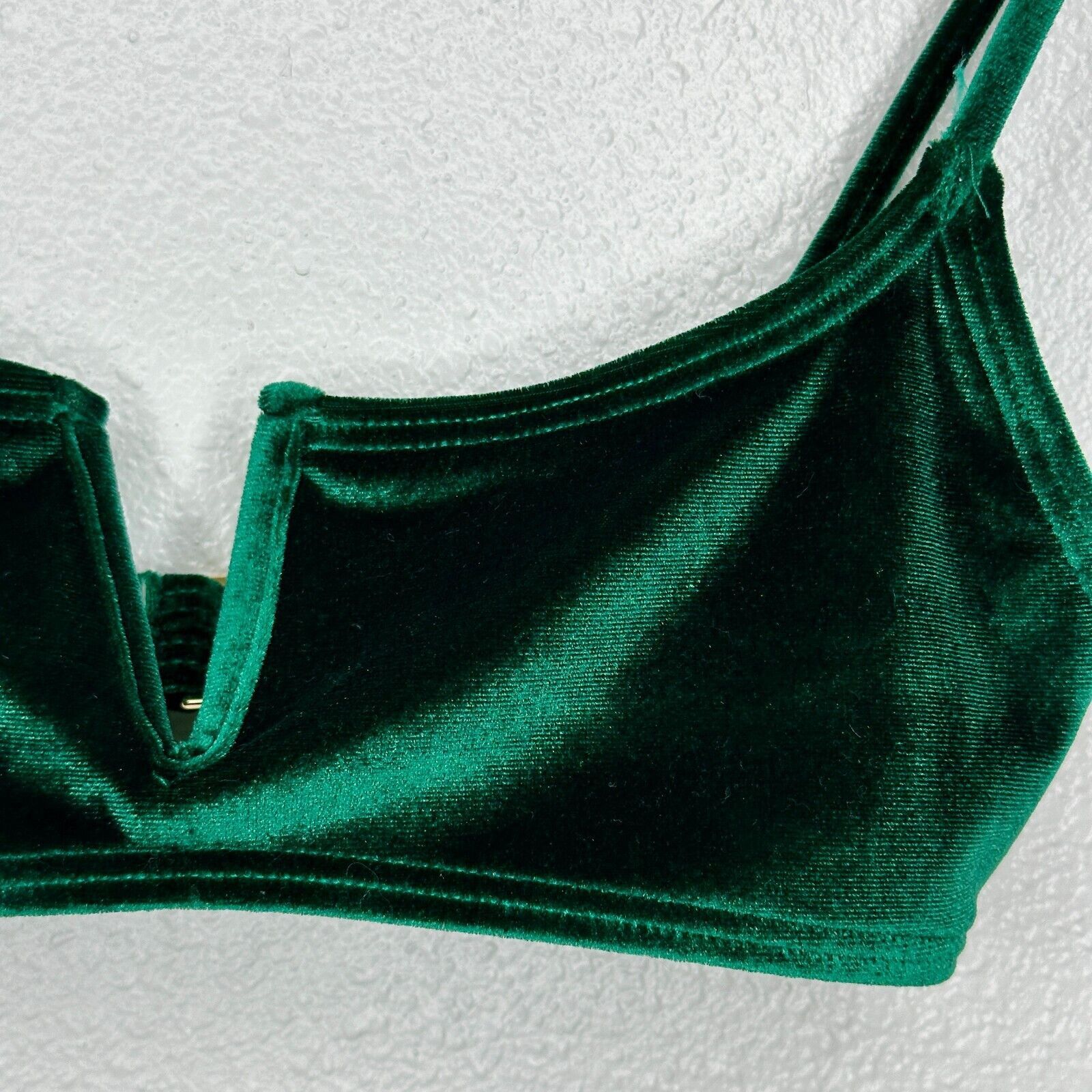 Other South Beach Green Velvet V-Cutout Bikini Top Gold Hardware 6 Size S / US 4 / IT 40 - 4 Thumbnail