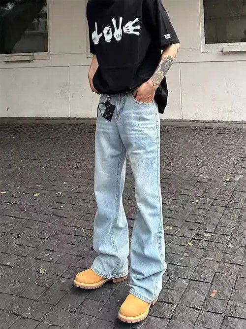 Japanese Brand Vintage street wash micro flare light blue casual jeans Size US 32 / EU 48 - 5 Thumbnail