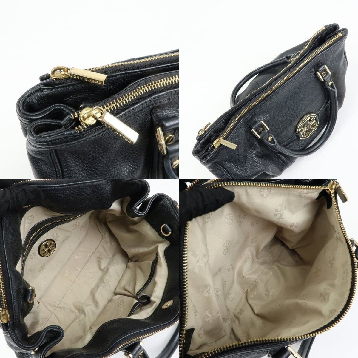Tory Burch Tory Burch Amanda Leather Satchel Black Size ONE SIZE - 7 Thumbnail