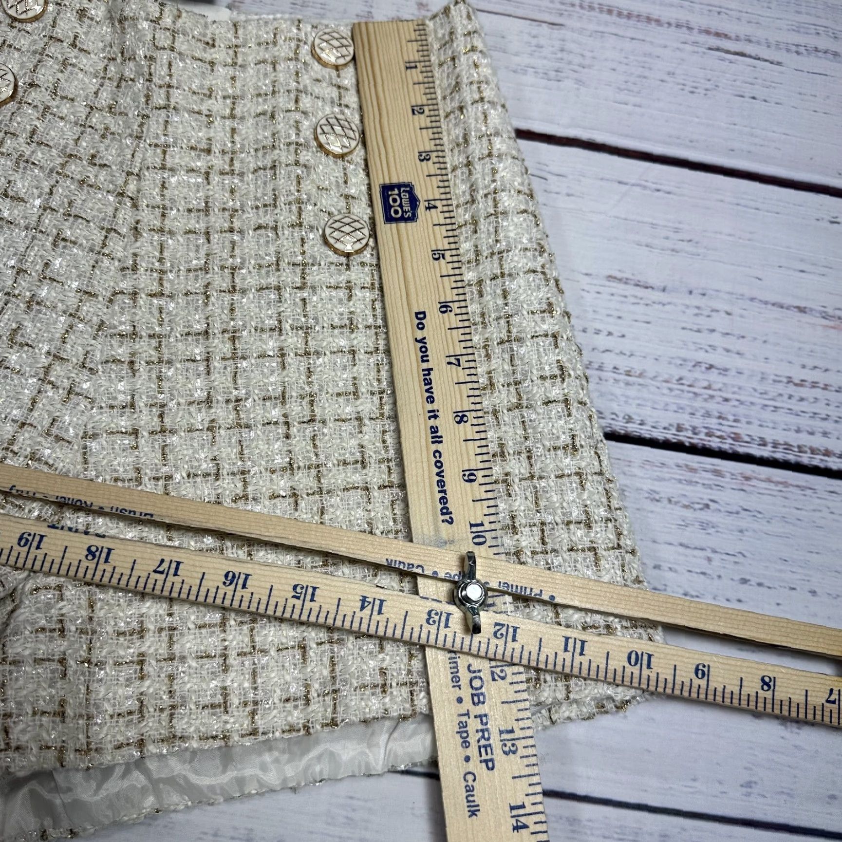 Vintage Goodnight Macaroon Woven Knit Beige Gold Sparkle Shorts High Waist Sz S NWT Size 28" / US 6 / IT 42 - 6 Thumbnail