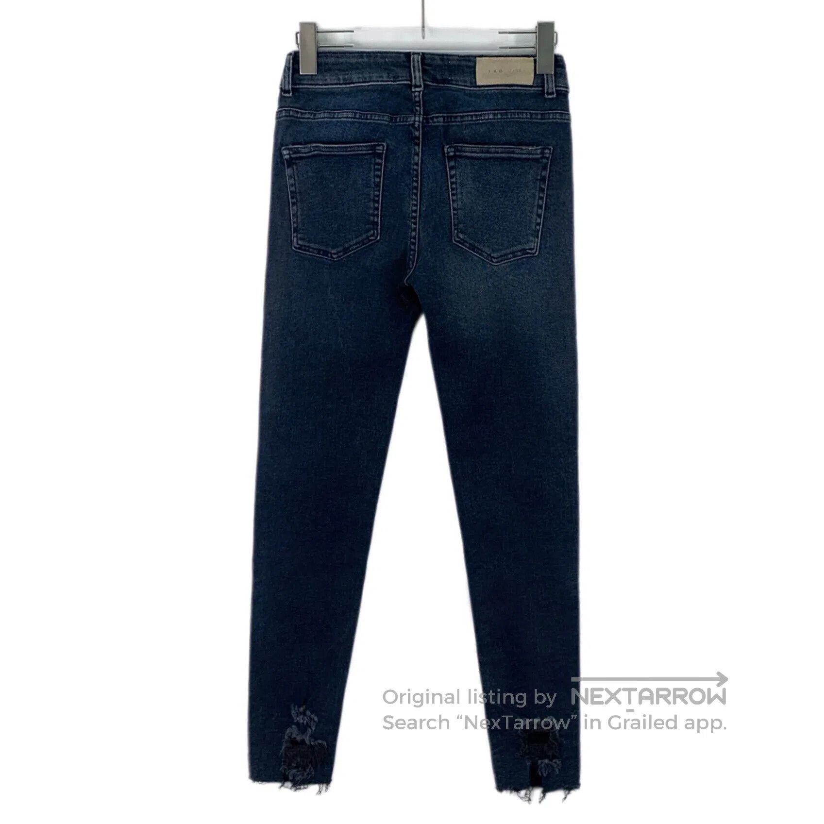 Iro IRO Dark blue denim casual long pants with fringes| Size US 27 - 2 Thumbnail