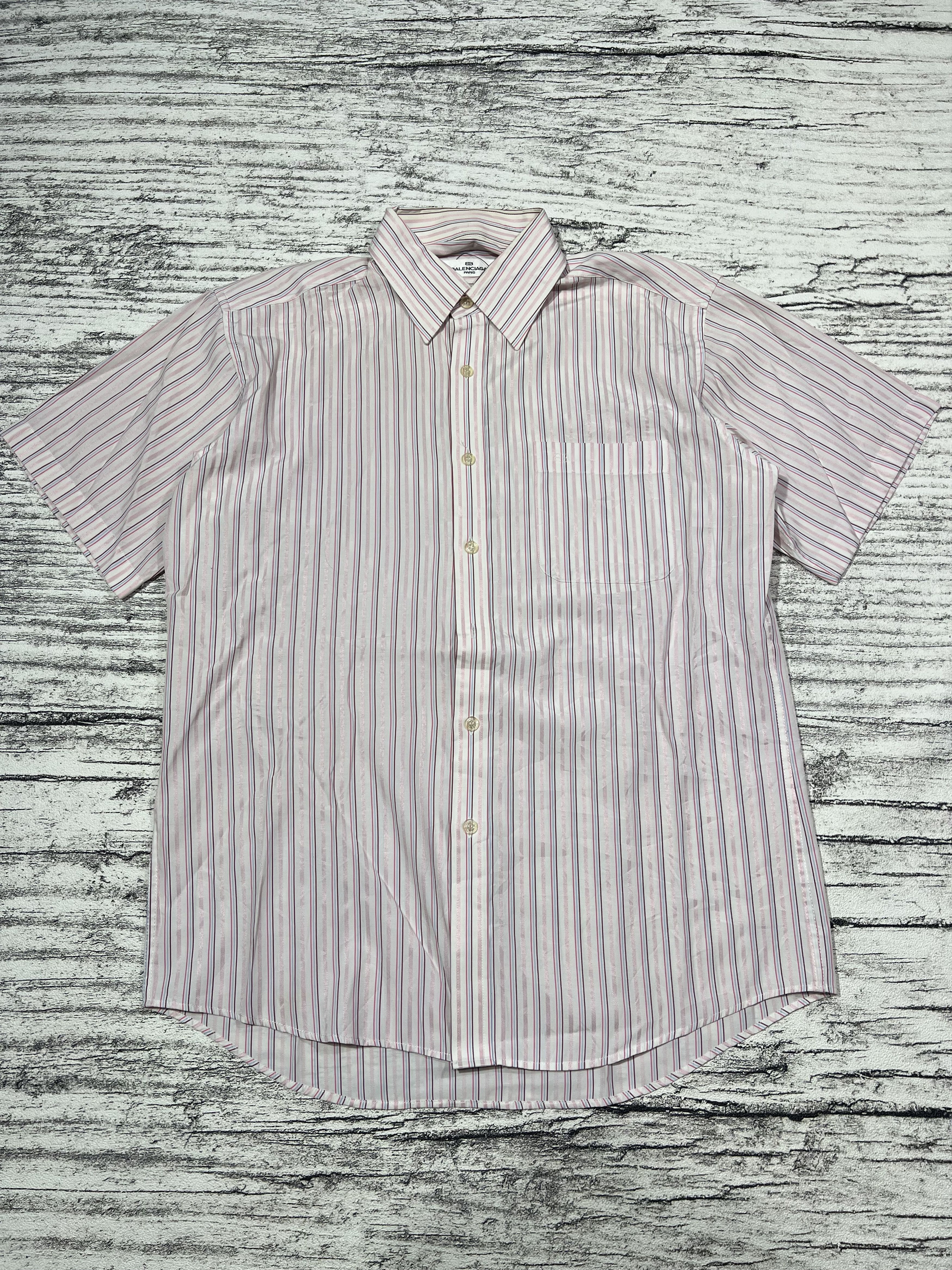Balenciaga 90s Balenciaga Striped Pocket Button Shirt Size US M / EU 48-50 / 2 - 1 Thumbnail